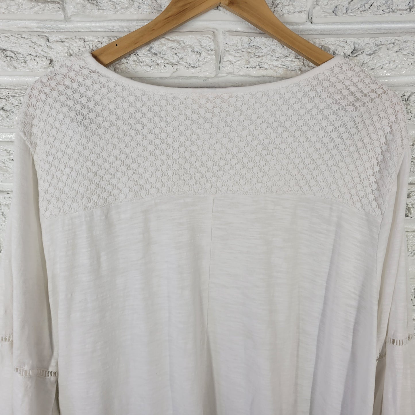 Style & Co Women's 3X Top White 100% Cotton 3/4 Bell Sleeve Pullover WHI38E