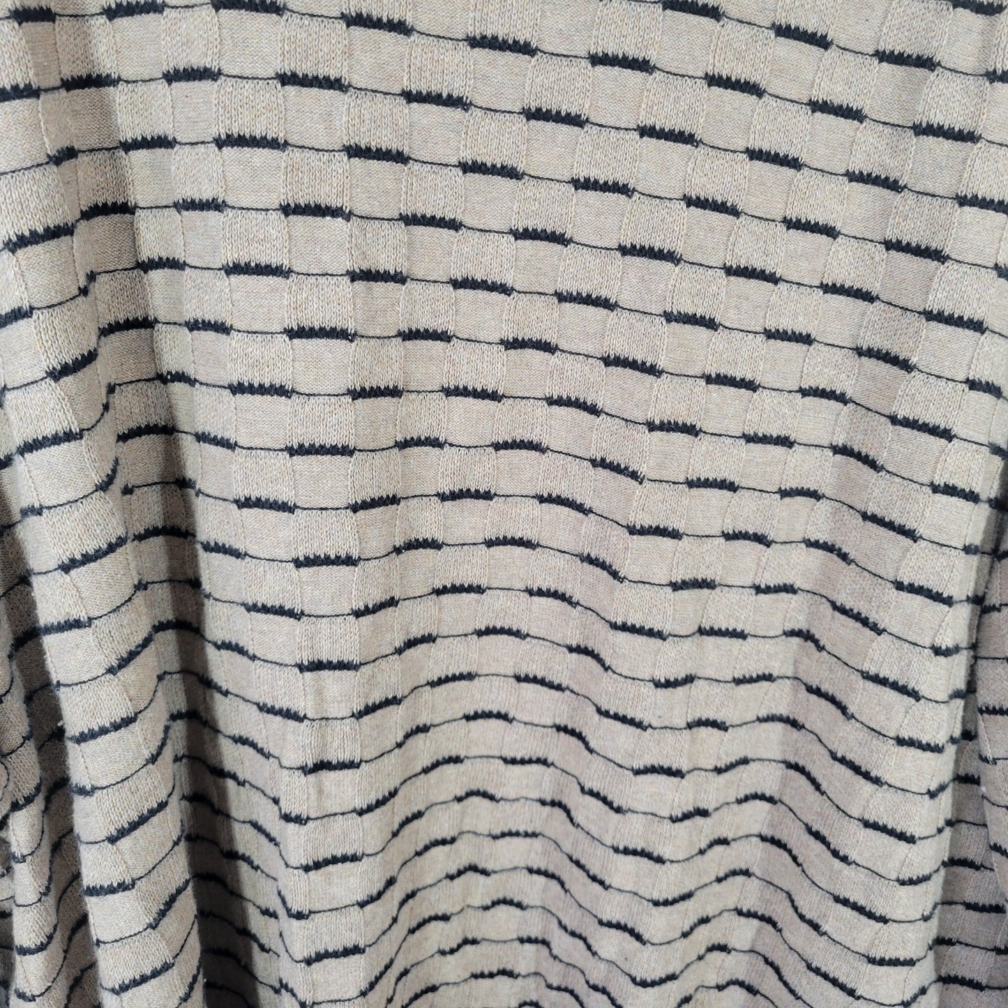Karen Scott Women's 3X Sweater Tan Black Geometric Square 100% Cotton BRO25E
