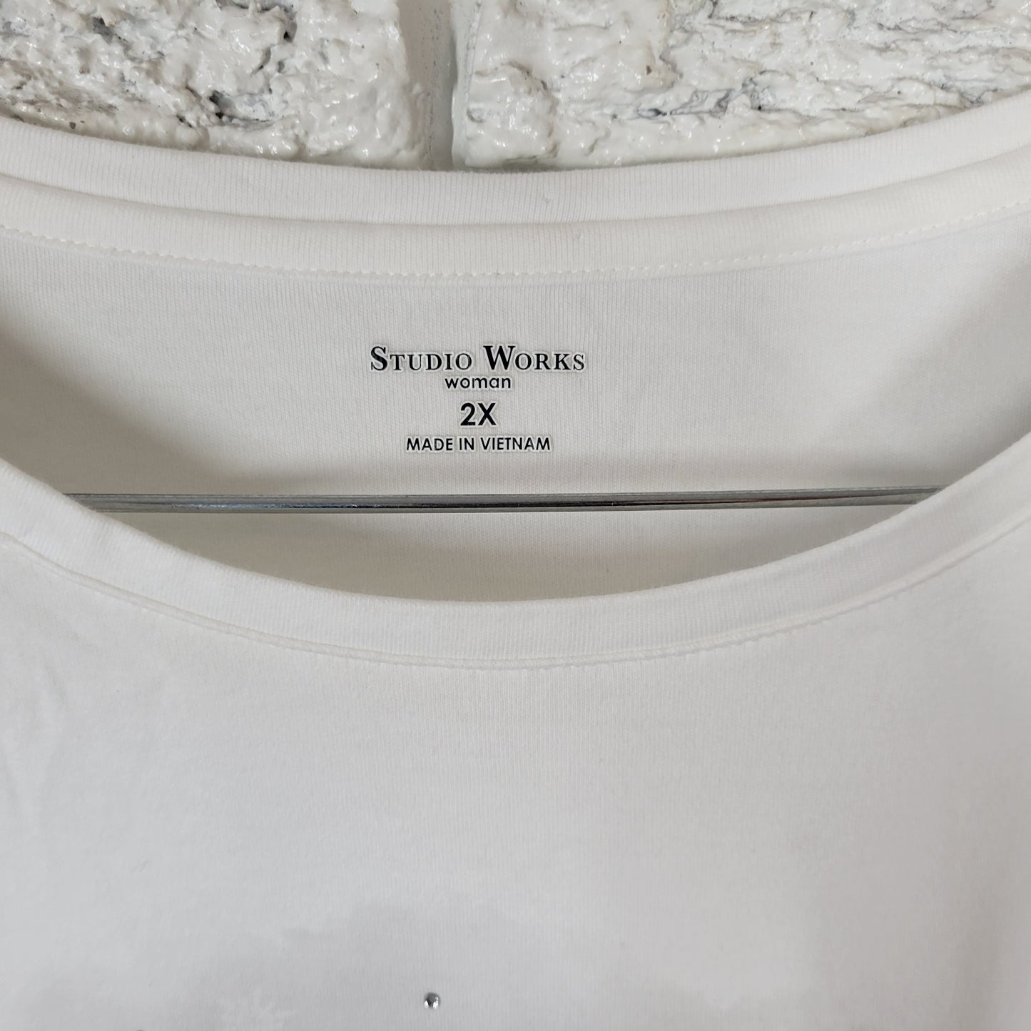 Studio Works Women's 2X Christmas Tree Tee White 100% Cotton WHI2E