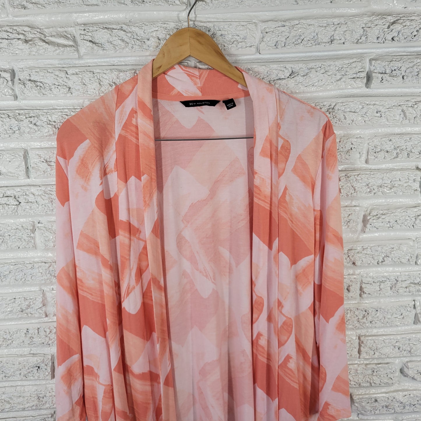 H by Halston Women's XL Cardigan Watercolor Floral Orange White Top WAT66E