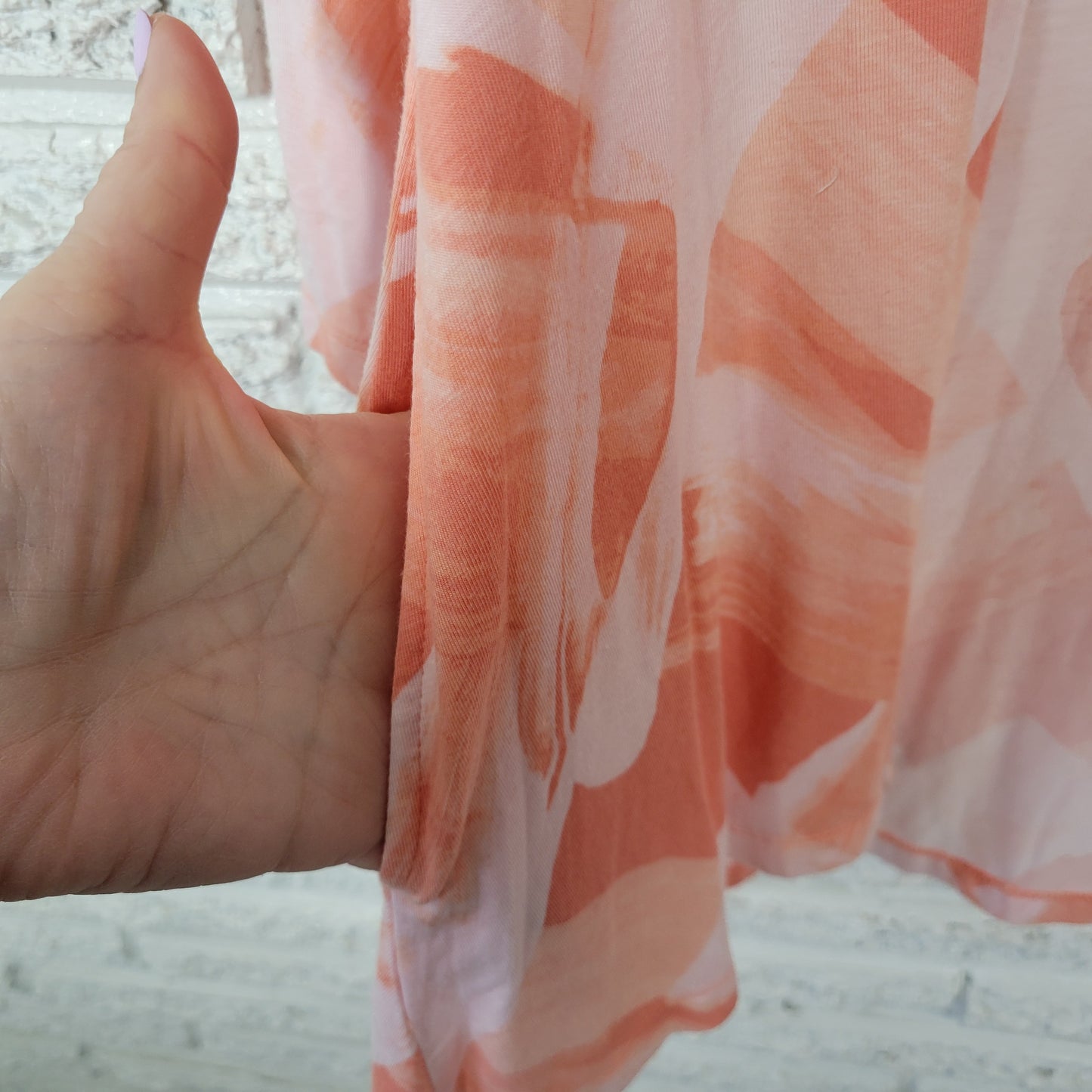 H by Halston Women's XL Cardigan Watercolor Floral Orange White Top WAT66E