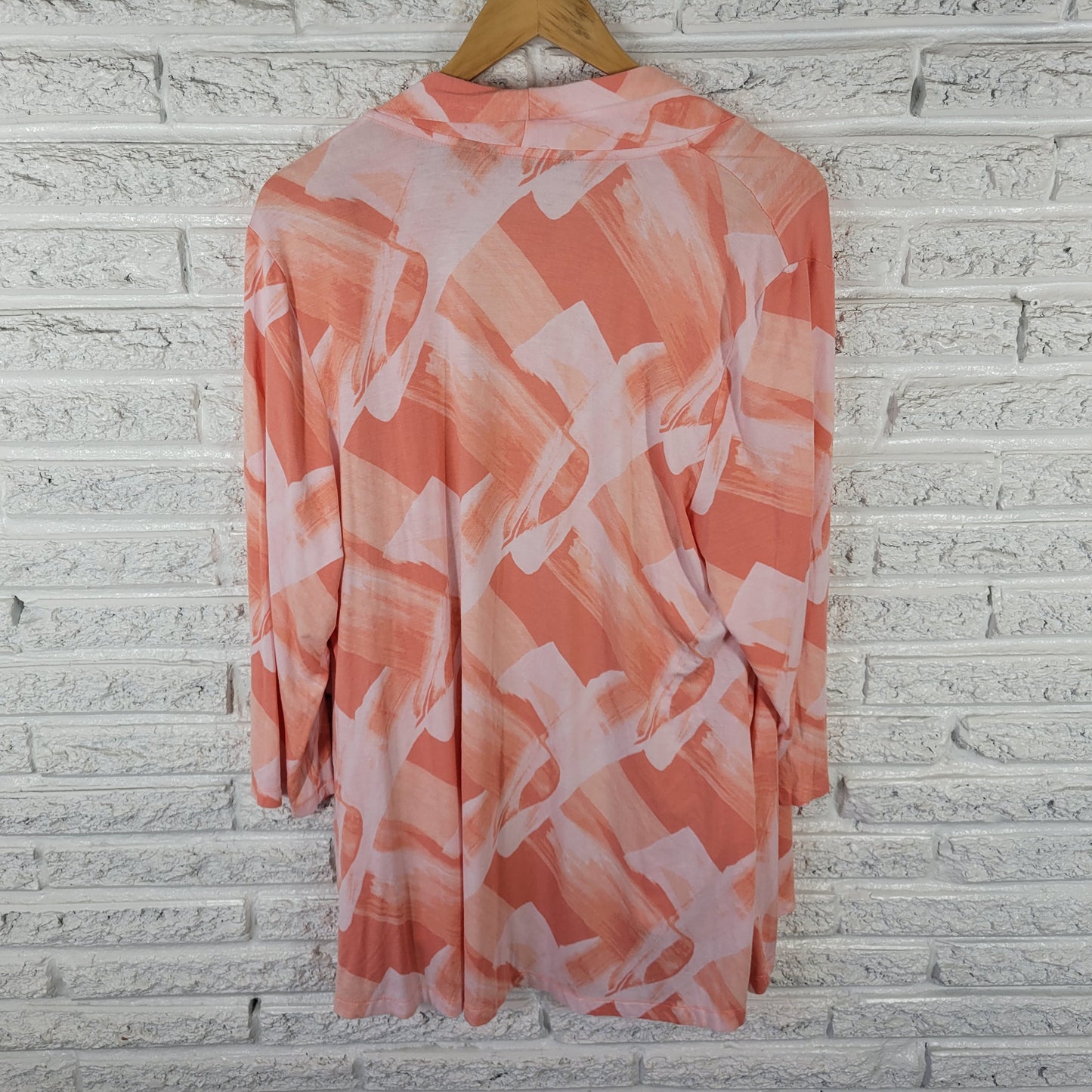 H by Halston Women's XL Cardigan Watercolor Floral Orange White Top WAT66E