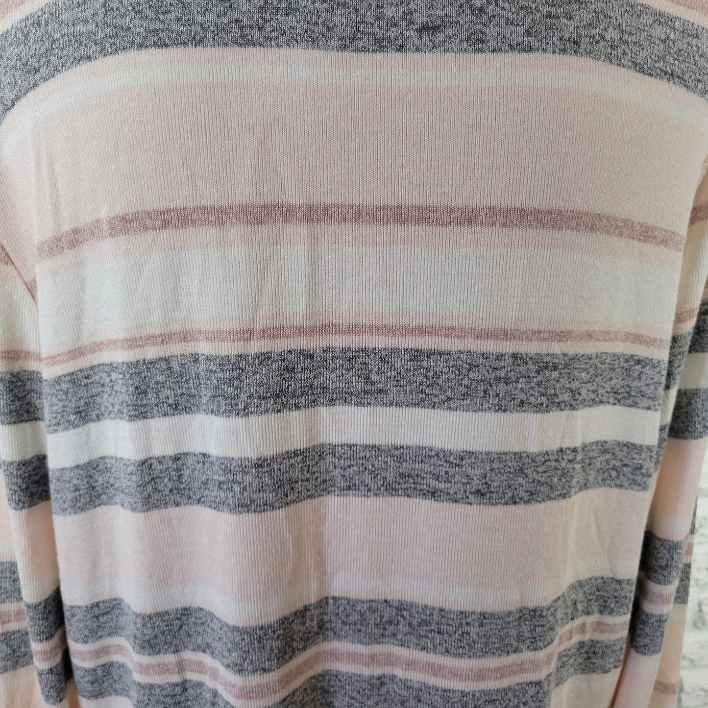 CJ Banks Womens 1X Knit Top Gray Tan Striped Sequin Long Sleeve Plus STR168XE