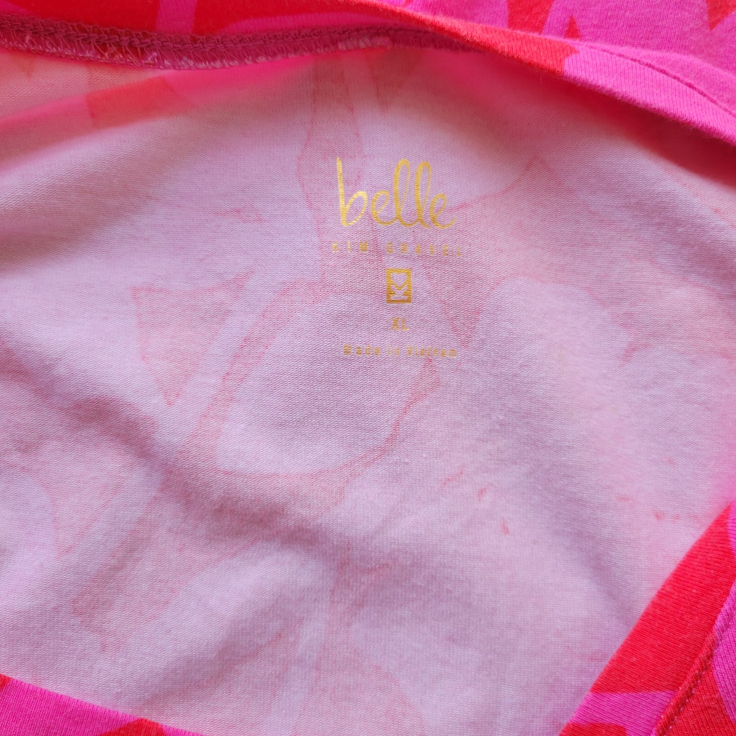 Belle by Kim Gravel Women's XL Pink Red Floral V-Neck 3/4 Sleeve Knit Top FLO46E