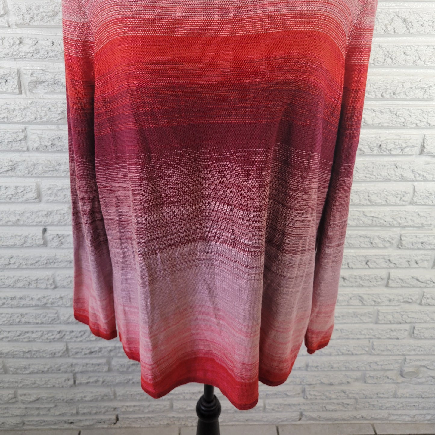 Chico's Women's XL Red Ombre Long Sleeve Knit Top Cotton Blend Pullover RED4E