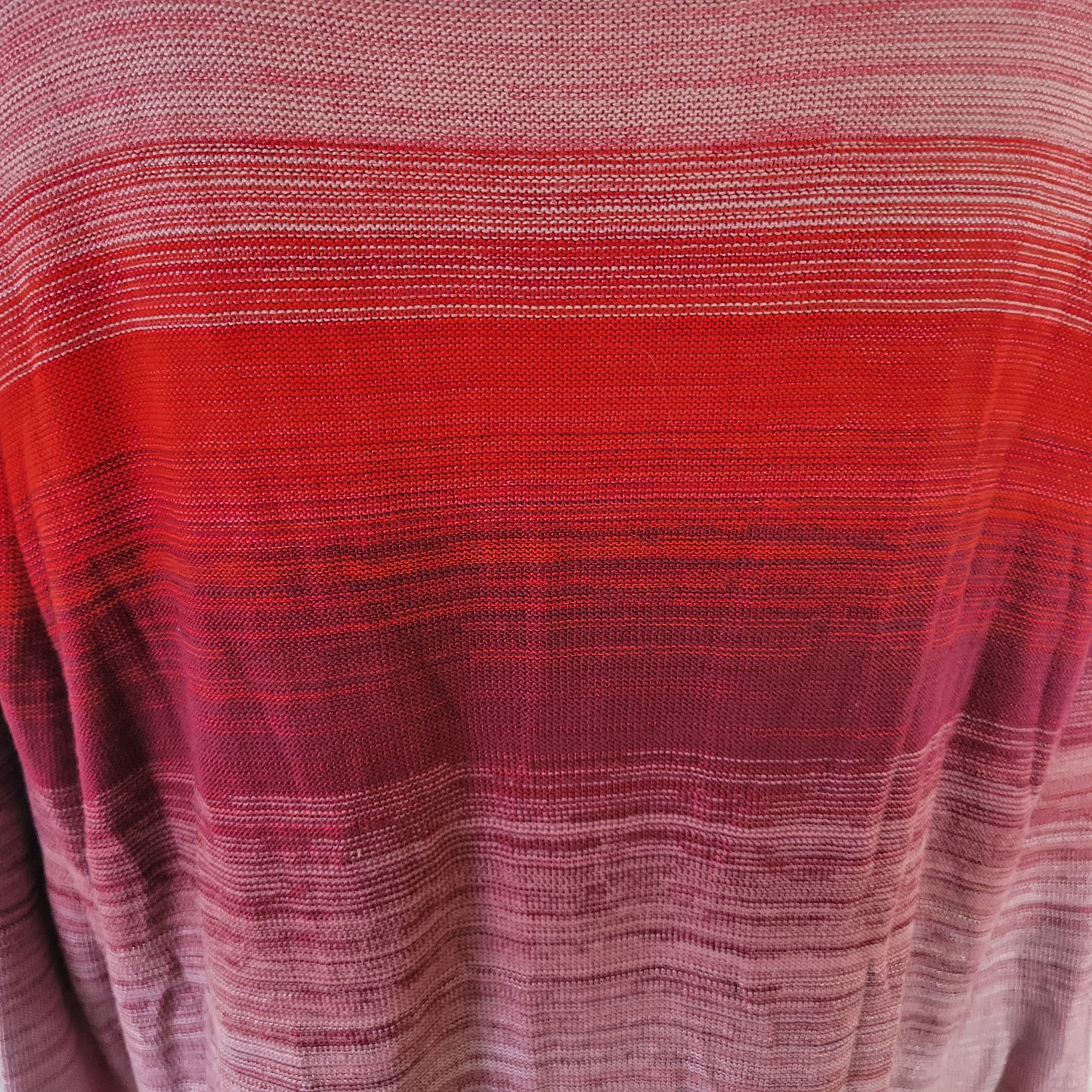Chico's Women's XL Red Ombre Long Sleeve Knit Top Cotton Blend Pullover RED4E