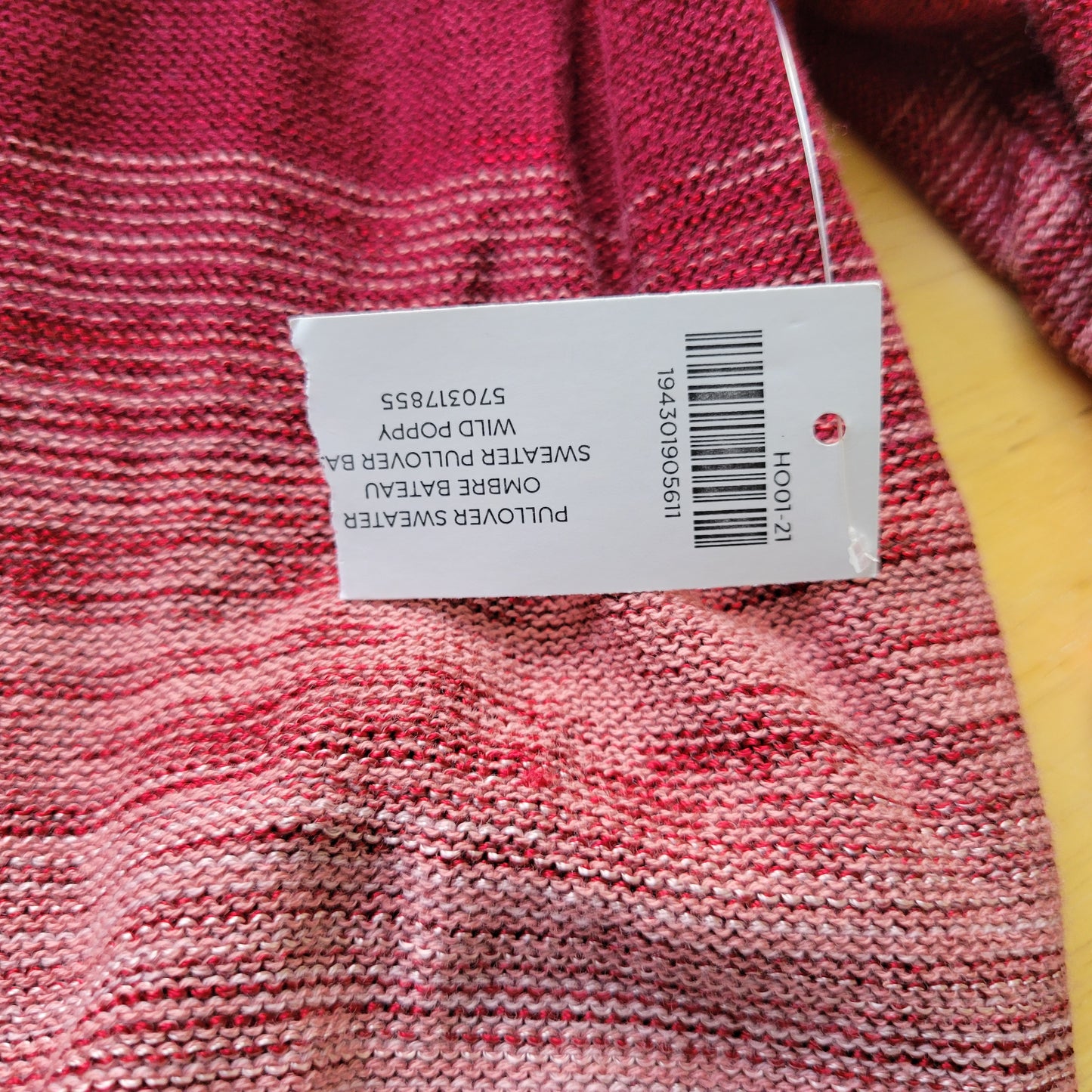 Chico's Women's XL Red Ombre Long Sleeve Knit Top Cotton Blend Pullover RED4E