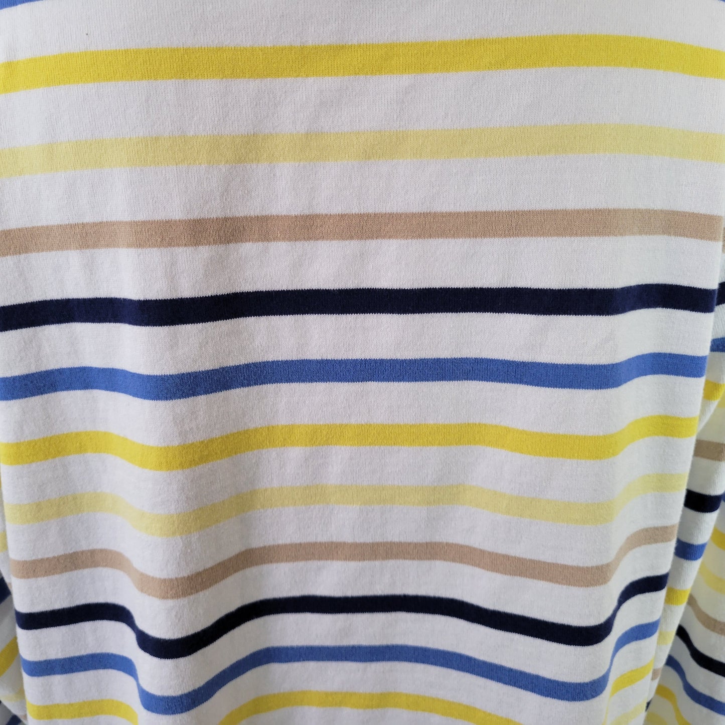 Talbots Women's 1X Top Blue Yellow Striped 100% Cotton Long Sleeve STR148E