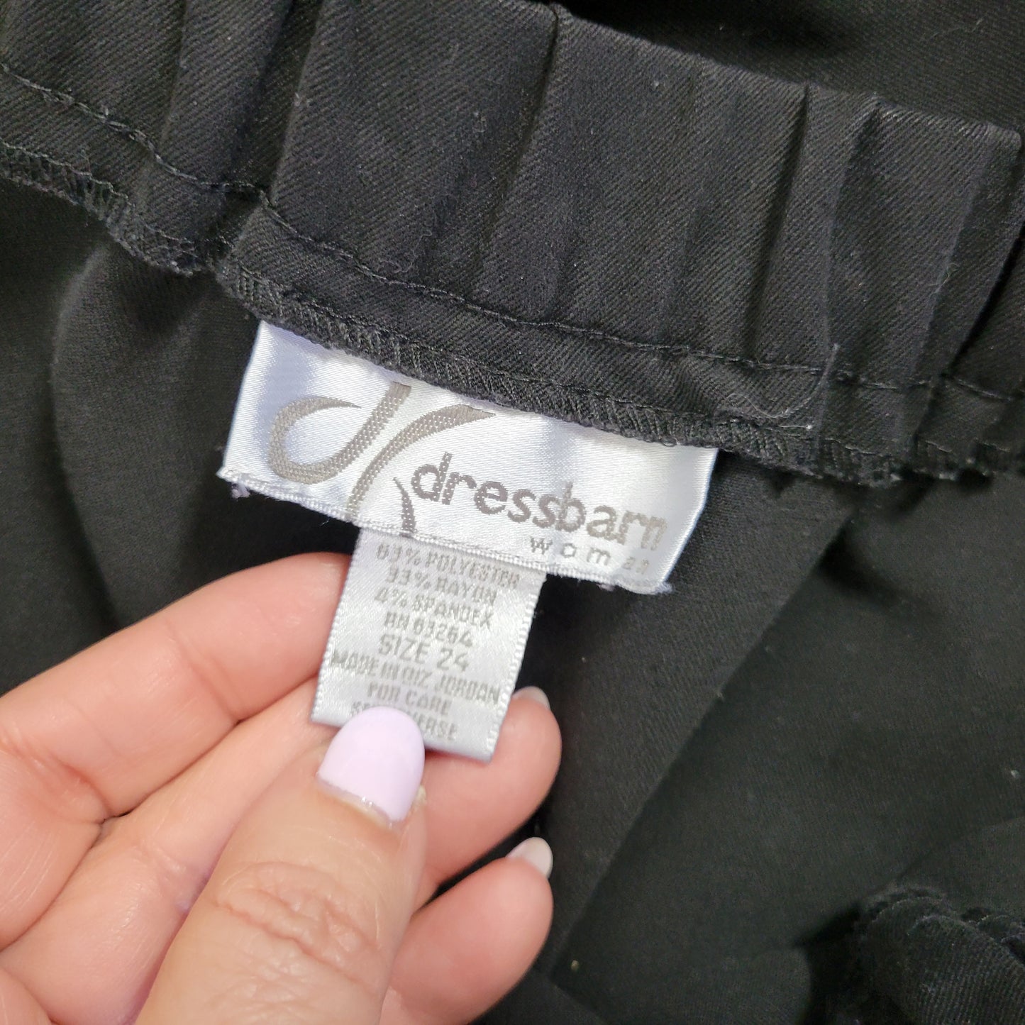 Dress Barn Womens Capri Pants 24 Plus Black Pull On Elastic Waist Stretch BLA75E
