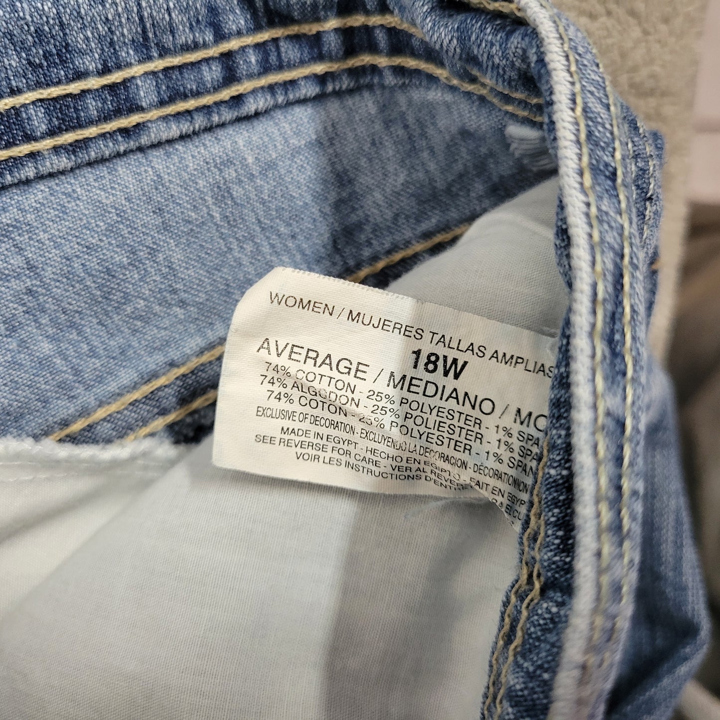 Gloria Vanderbilt 18W Women's Straight Leg Jeans Medium Blue Wash SL39E