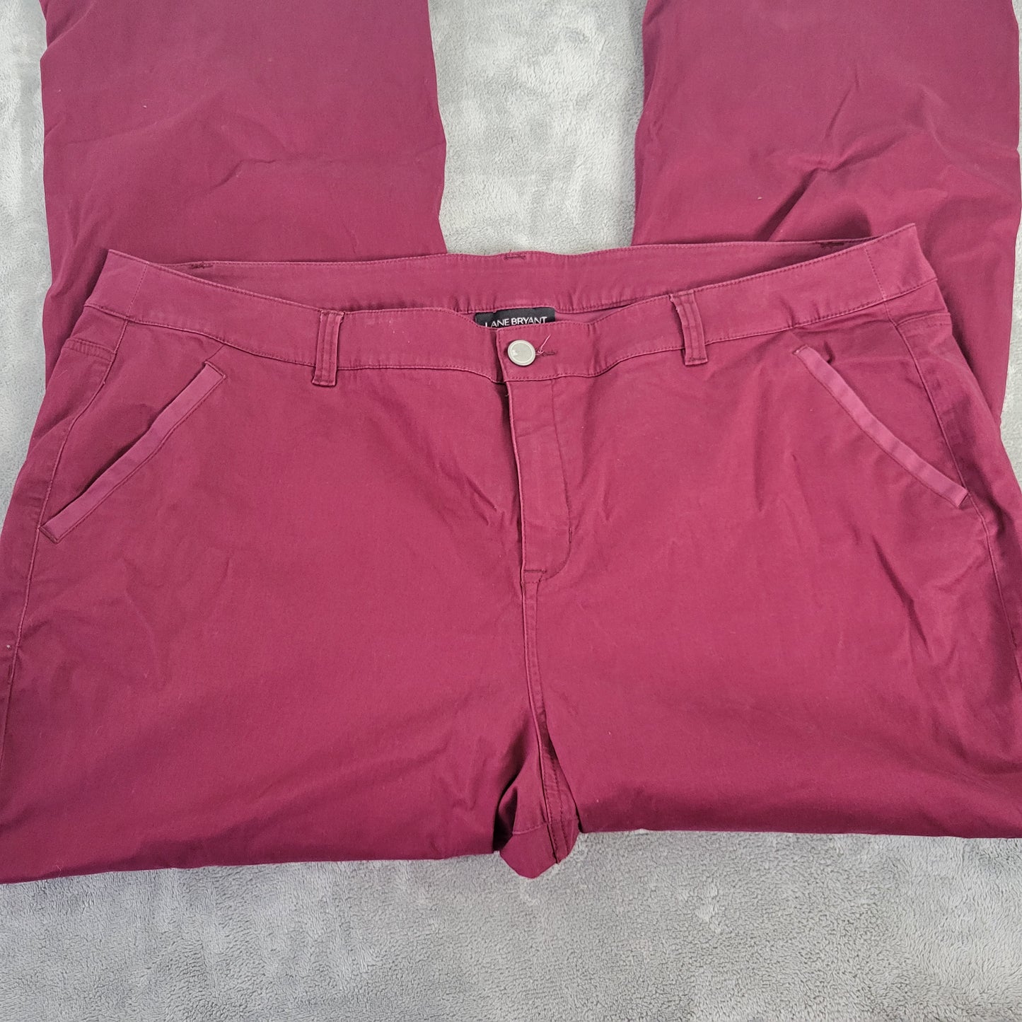 Lane Bryant 26 Pants Burgundy Soft Denim Bootcut Stretch Elastic Waist BOO1E