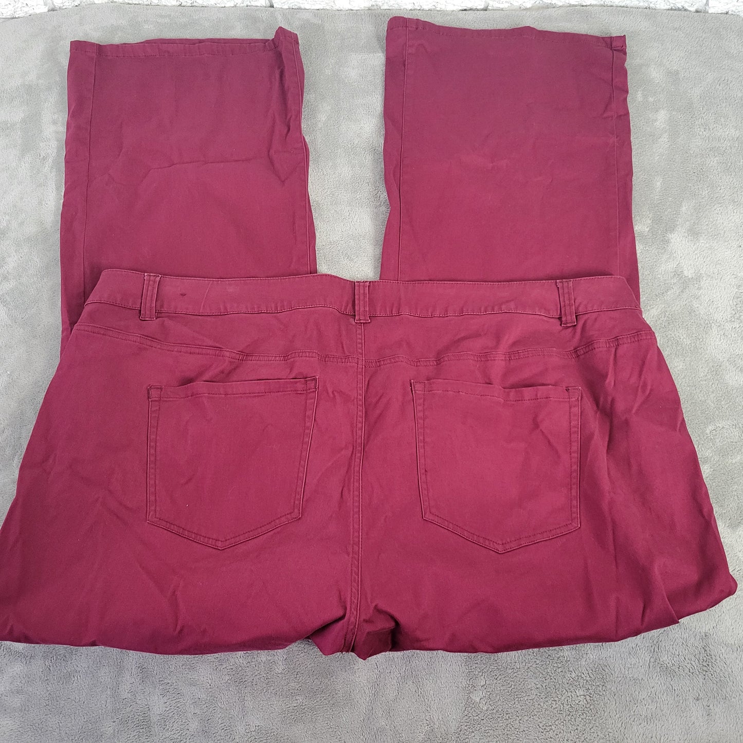 Lane Bryant 26 Pants Burgundy Soft Denim Bootcut Stretch Elastic Waist BOO1E