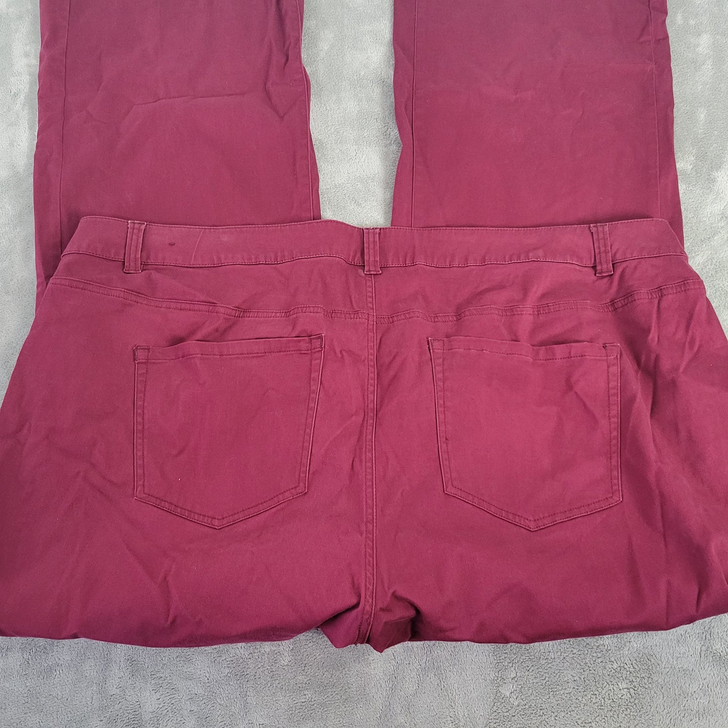Lane Bryant 26 Pants Burgundy Soft Denim Bootcut Stretch Elastic Waist BOO1E