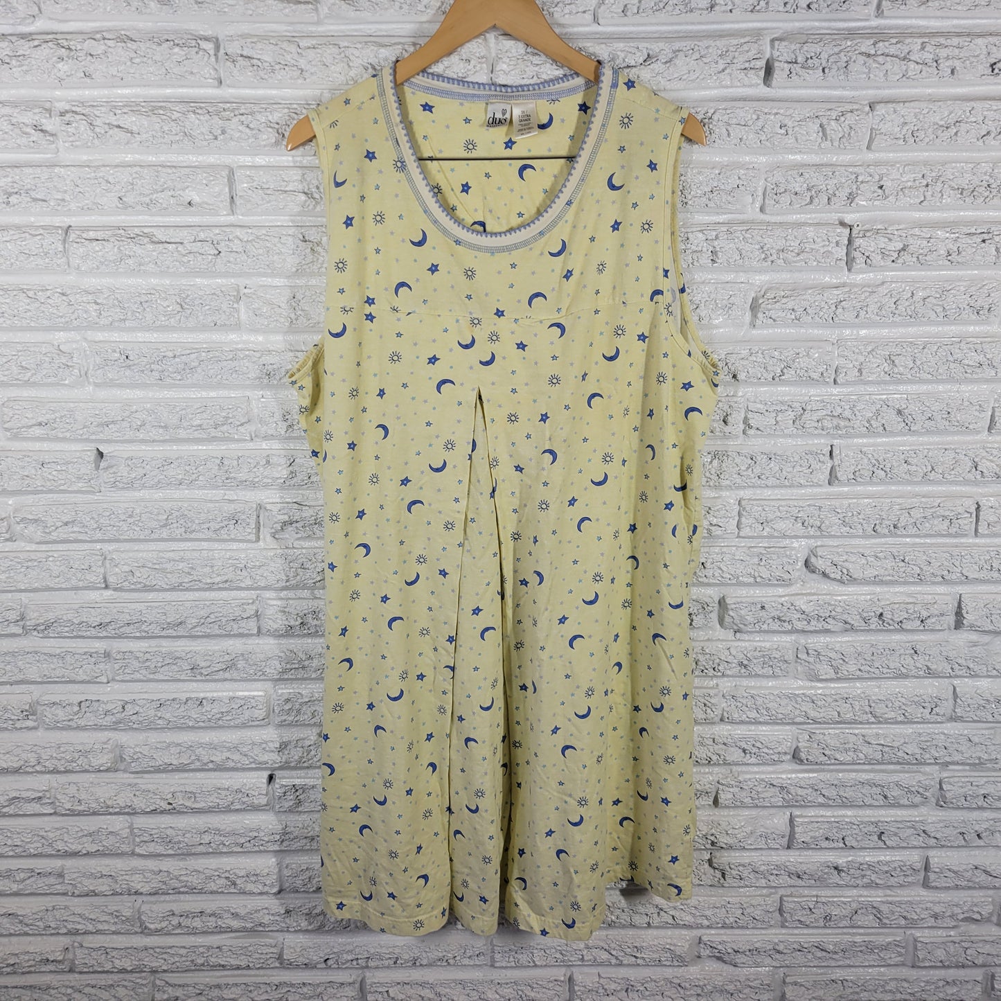 Duo Maternity 3X Nightgown Yellow Sleeveless Night Sky Stars Nursing YEL12E