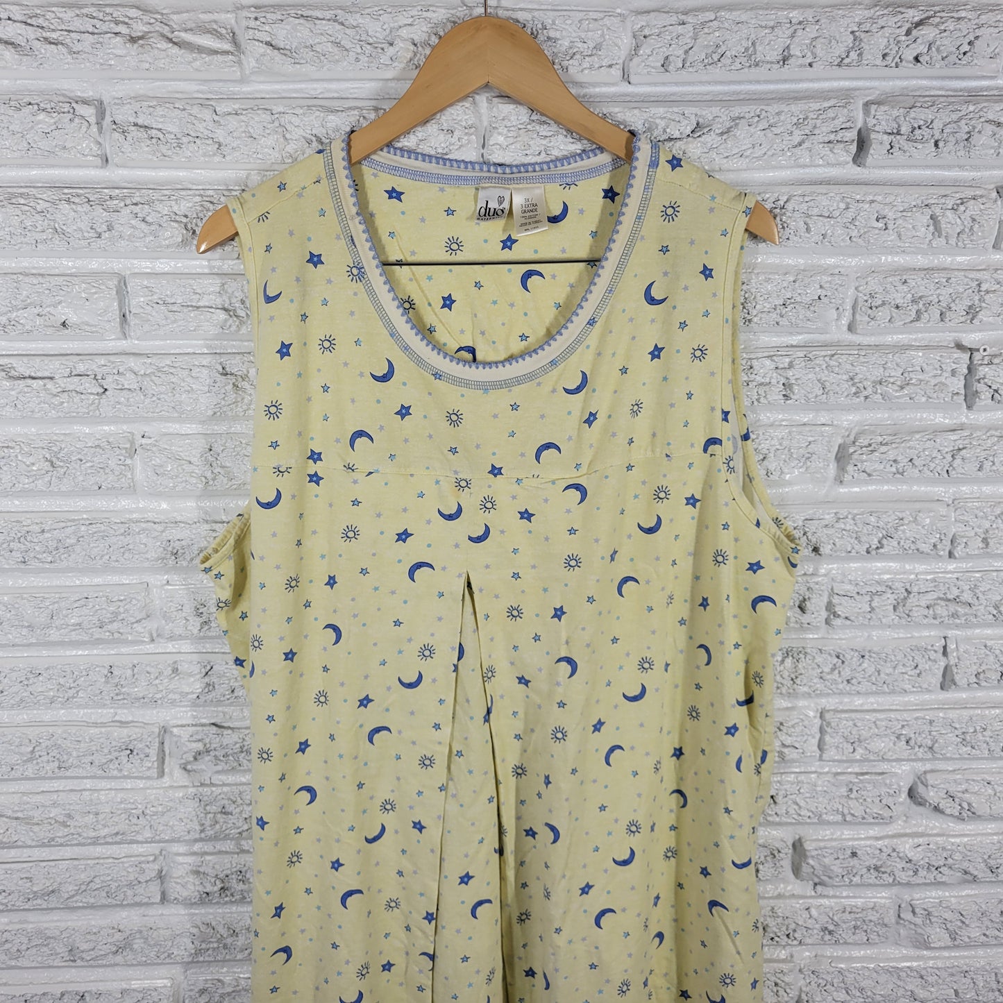 Duo Maternity 3X Nightgown Yellow Sleeveless Night Sky Stars Nursing YEL12E