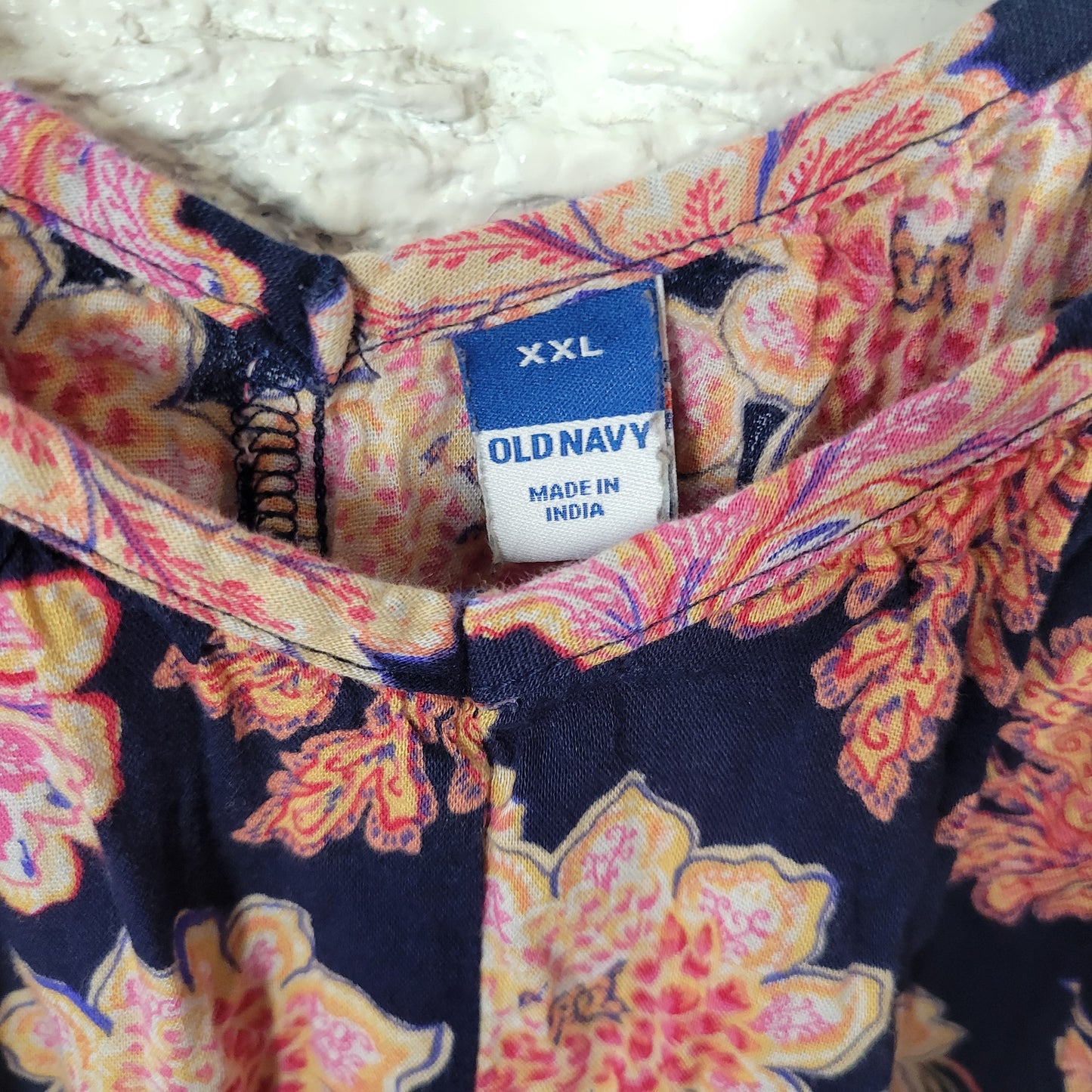 Old Navy Women’s XXL Blue Pink Floral Midi Slip Dress Sleeveless Slit FLO87E