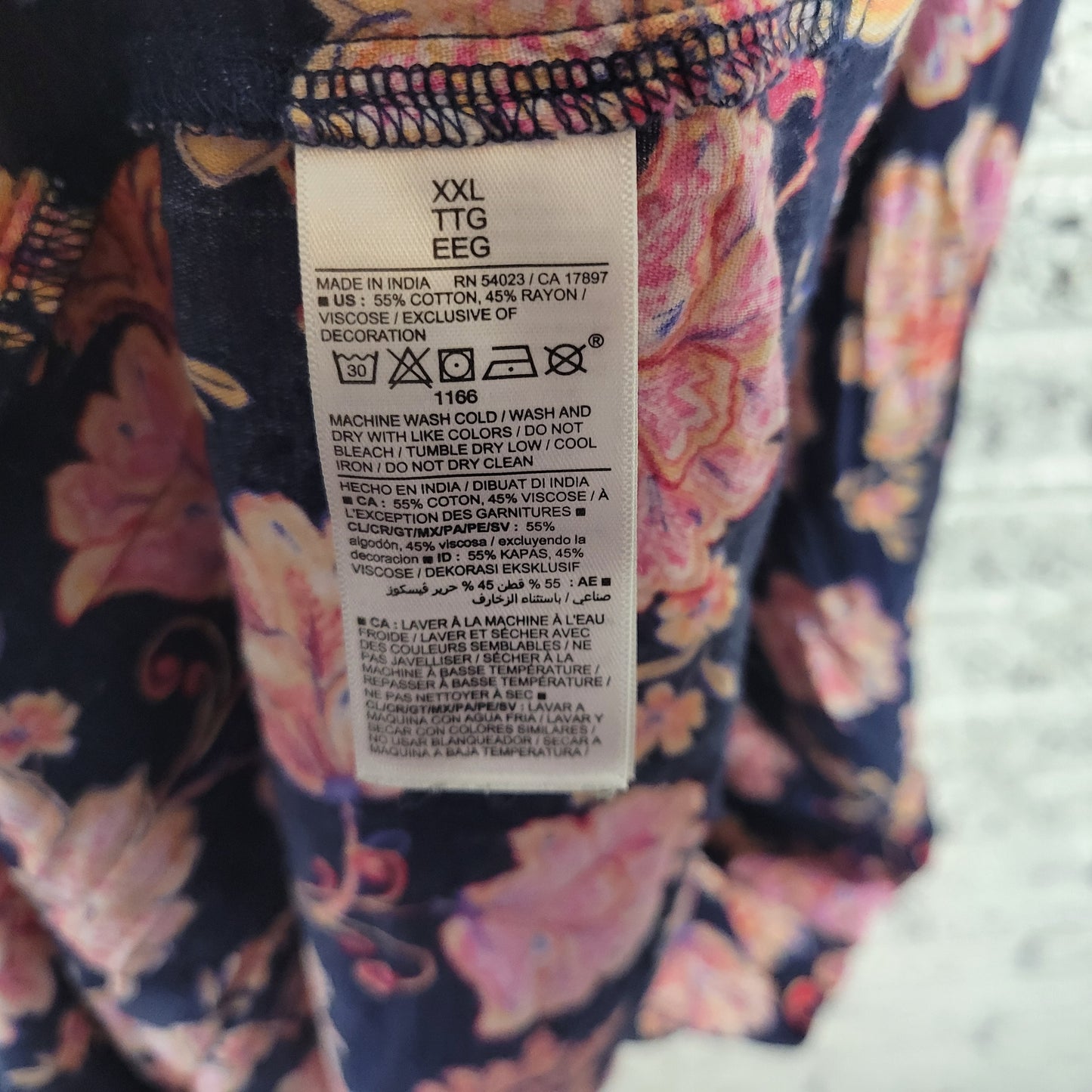 Old Navy Women’s XXL Blue Pink Floral Midi Slip Dress Sleeveless Slit FLO87E