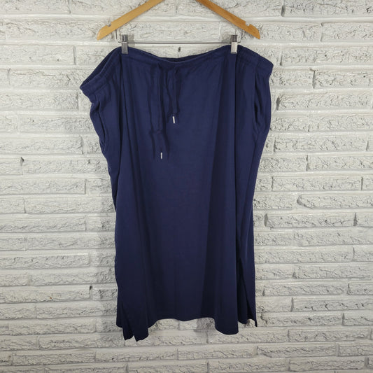 Woman Within Blue A-Line Skirt 4X Plus Size Elastic Waist Drawstring BLU84E