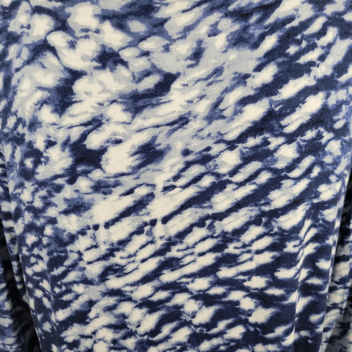 Onque Casuals XL Tunic Top Blue White Tie Dye Studded 3/4 Sleeve Slit TIE19E