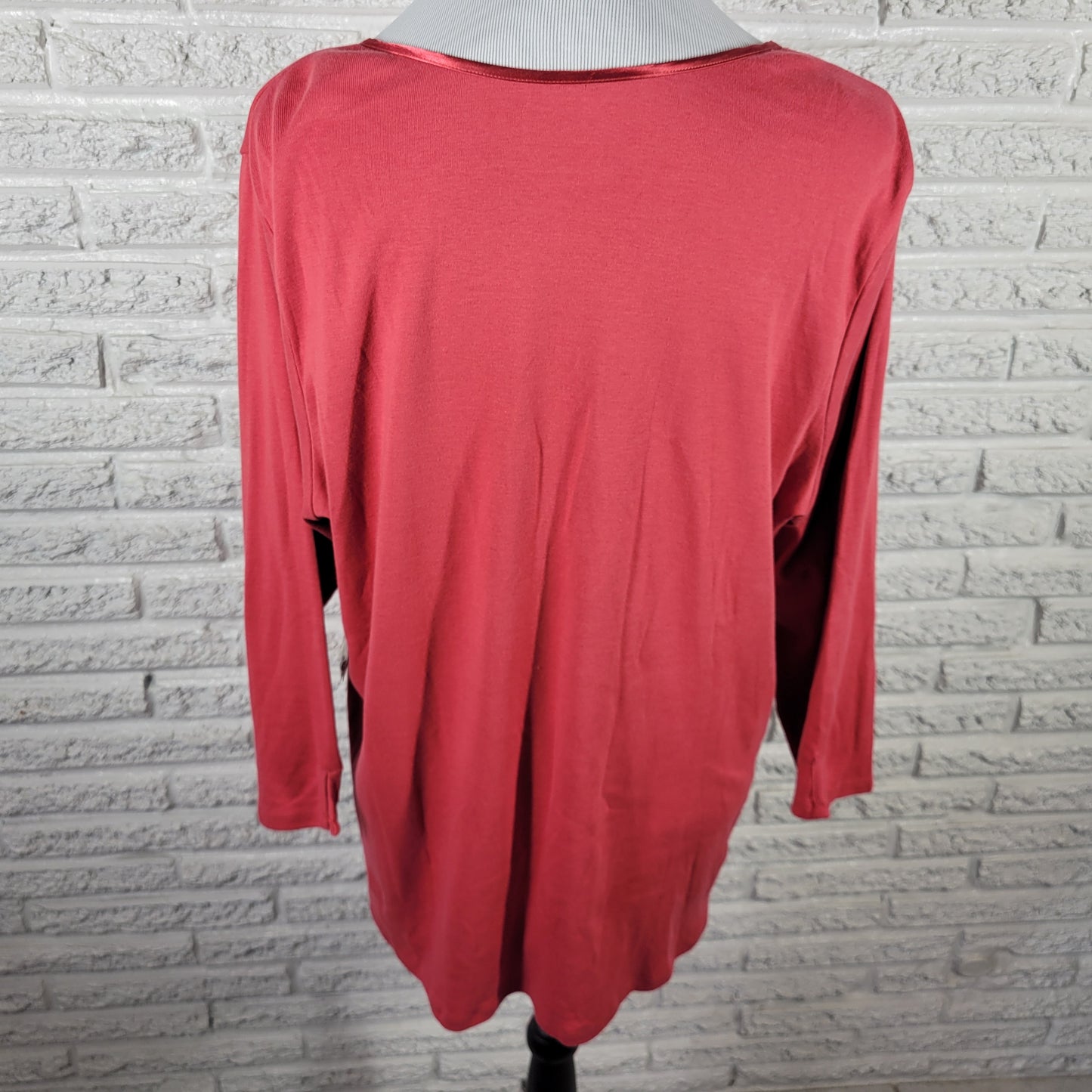 Westbound Women's Top 2X Plus Size Red 100% Cotton Knit 3/4 Sleeve RED67E