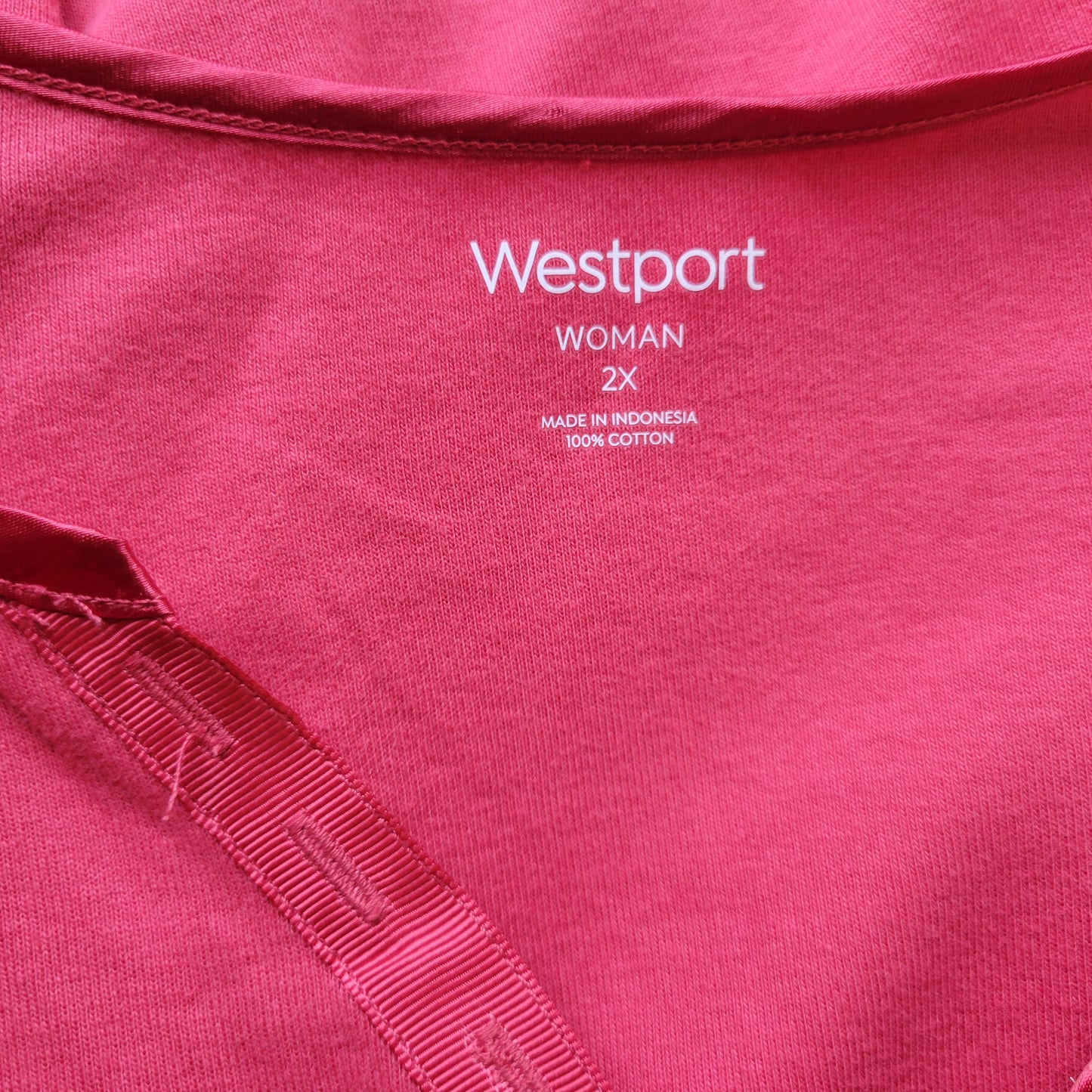 Westbound Women's Top 2X Plus Size Red 100% Cotton Knit 3/4 Sleeve RED67E