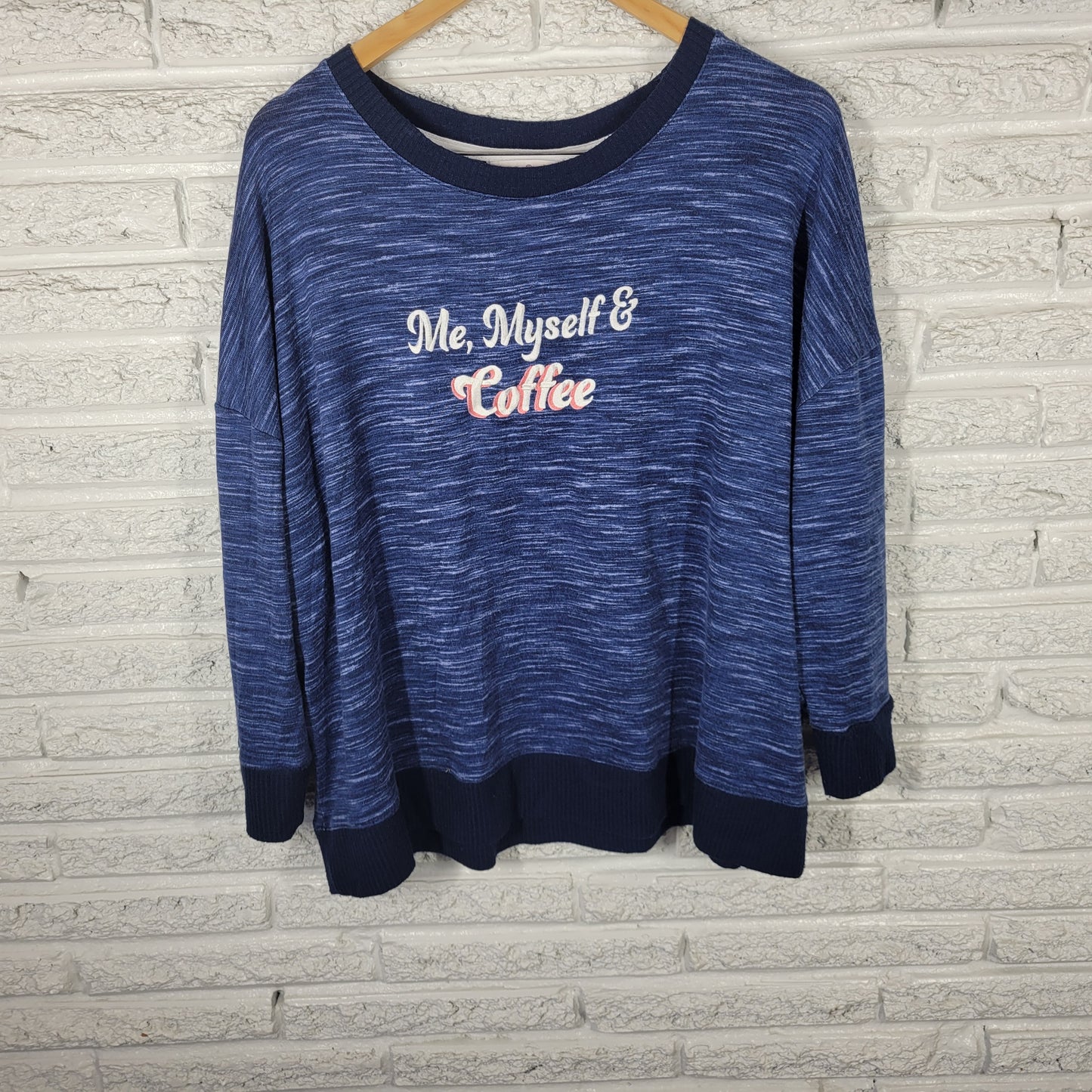 Secret Treasures 2X Pajama Top Blue Lounge Sweatshirt Coffee Soft BLU244E