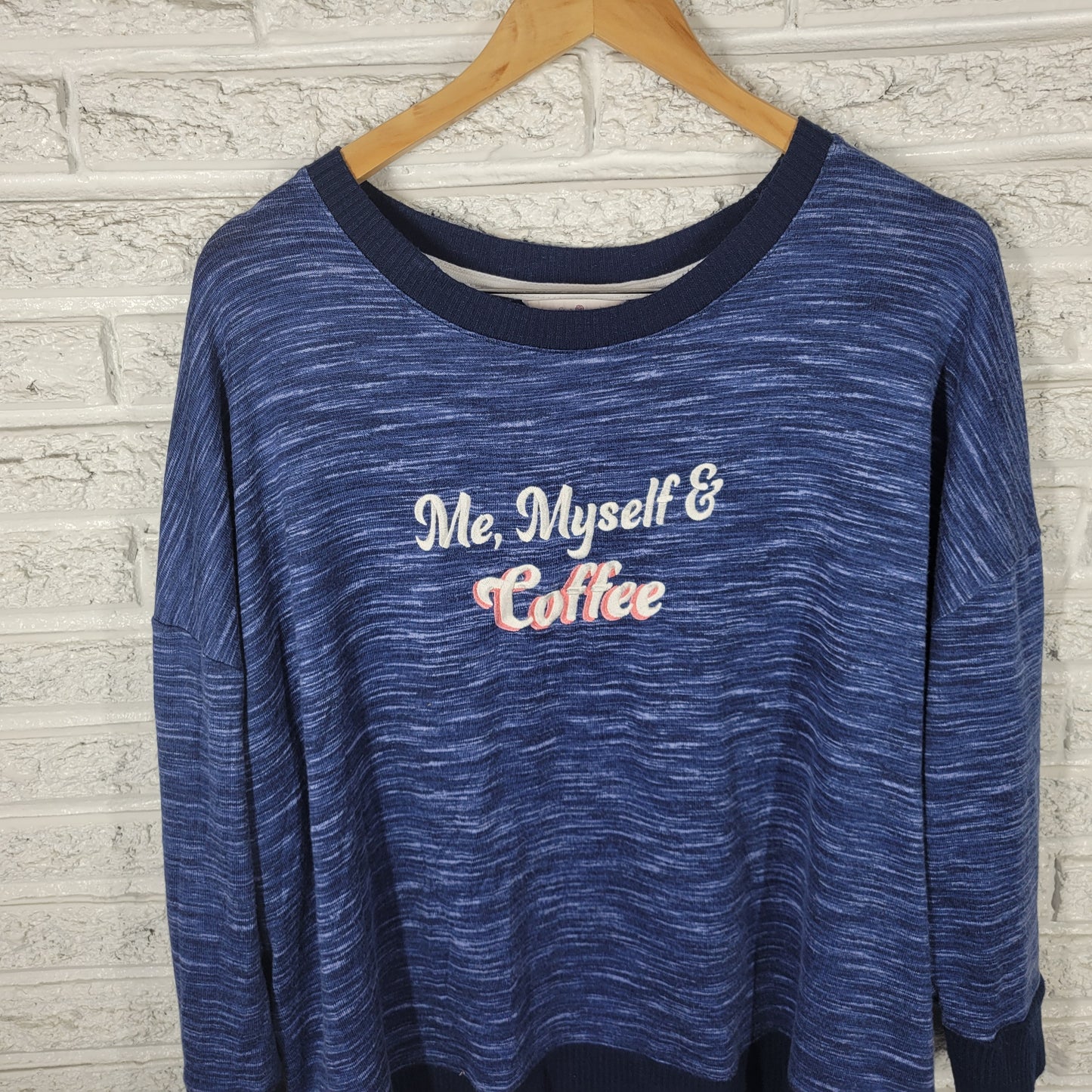Secret Treasures 2X Pajama Top Blue Lounge Sweatshirt Coffee Soft BLU244E