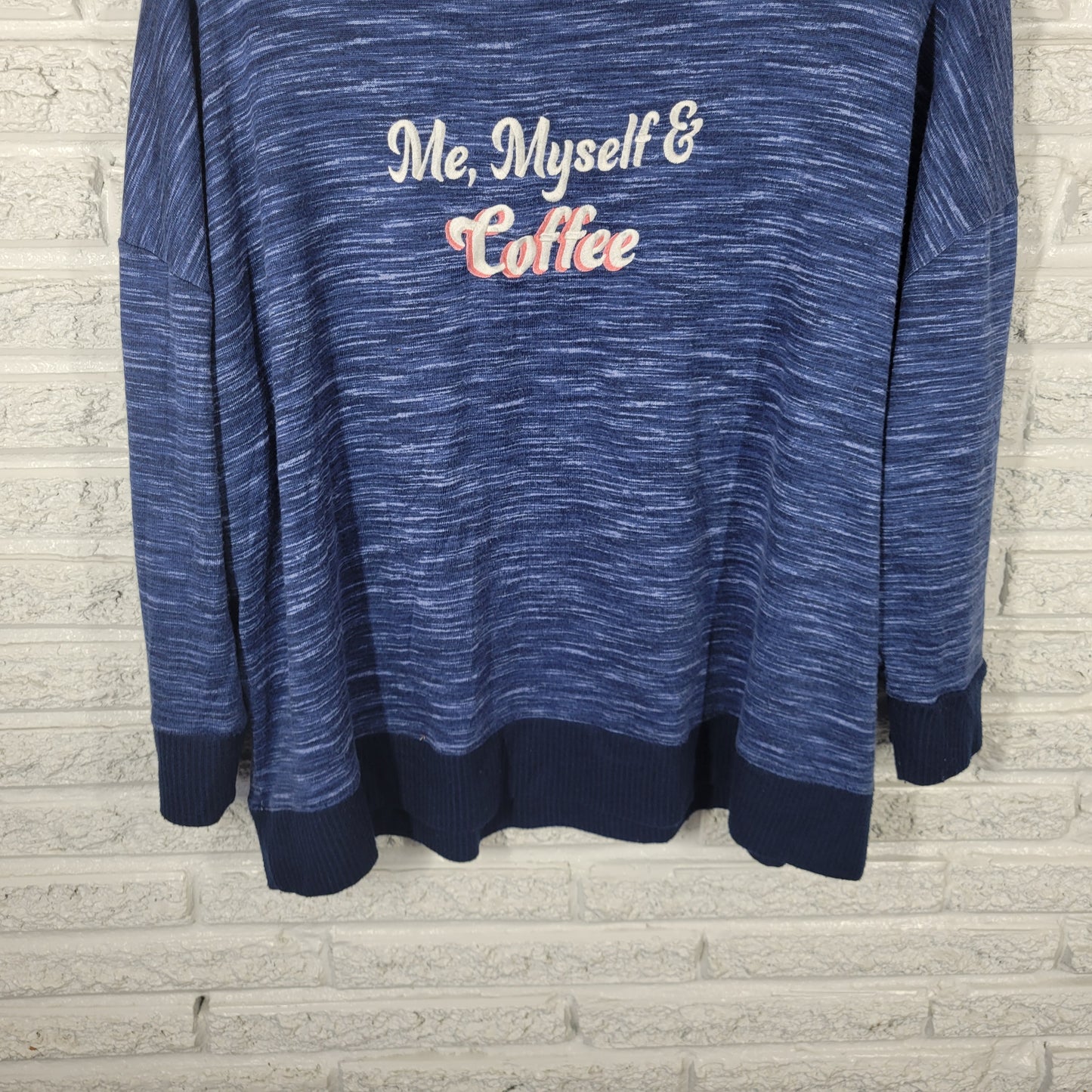 Secret Treasures 2X Pajama Top Blue Lounge Sweatshirt Coffee Soft BLU244E