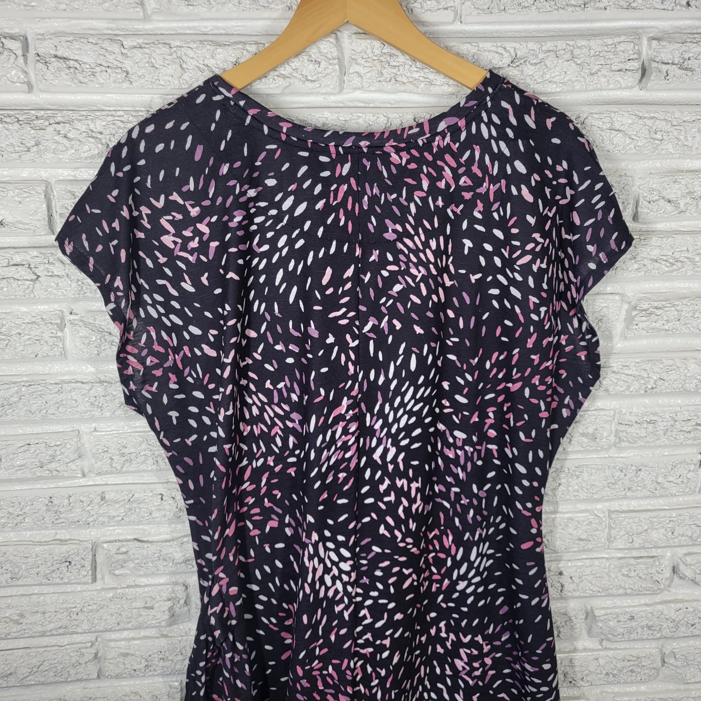 Nicole Miller Women's XL Black Pink Watercolor Dress Sleeveless Sash WAT40E