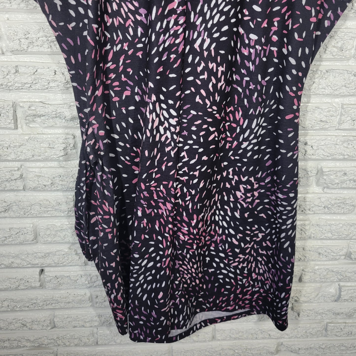 Nicole Miller Women's XL Black Pink Watercolor Dress Sleeveless Sash WAT40E
