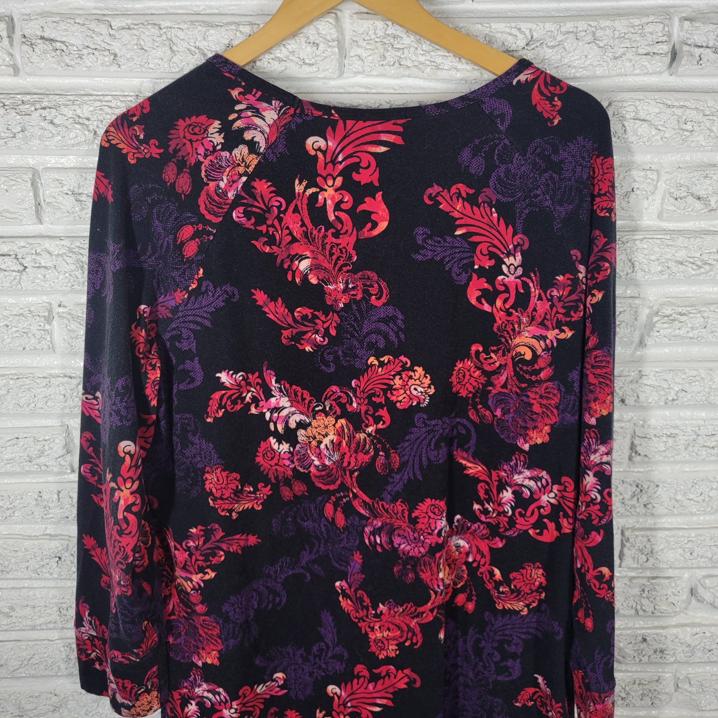 Soma Women's XL Floral Tunic Top Black Purple Red Cotton Blend FLO111E