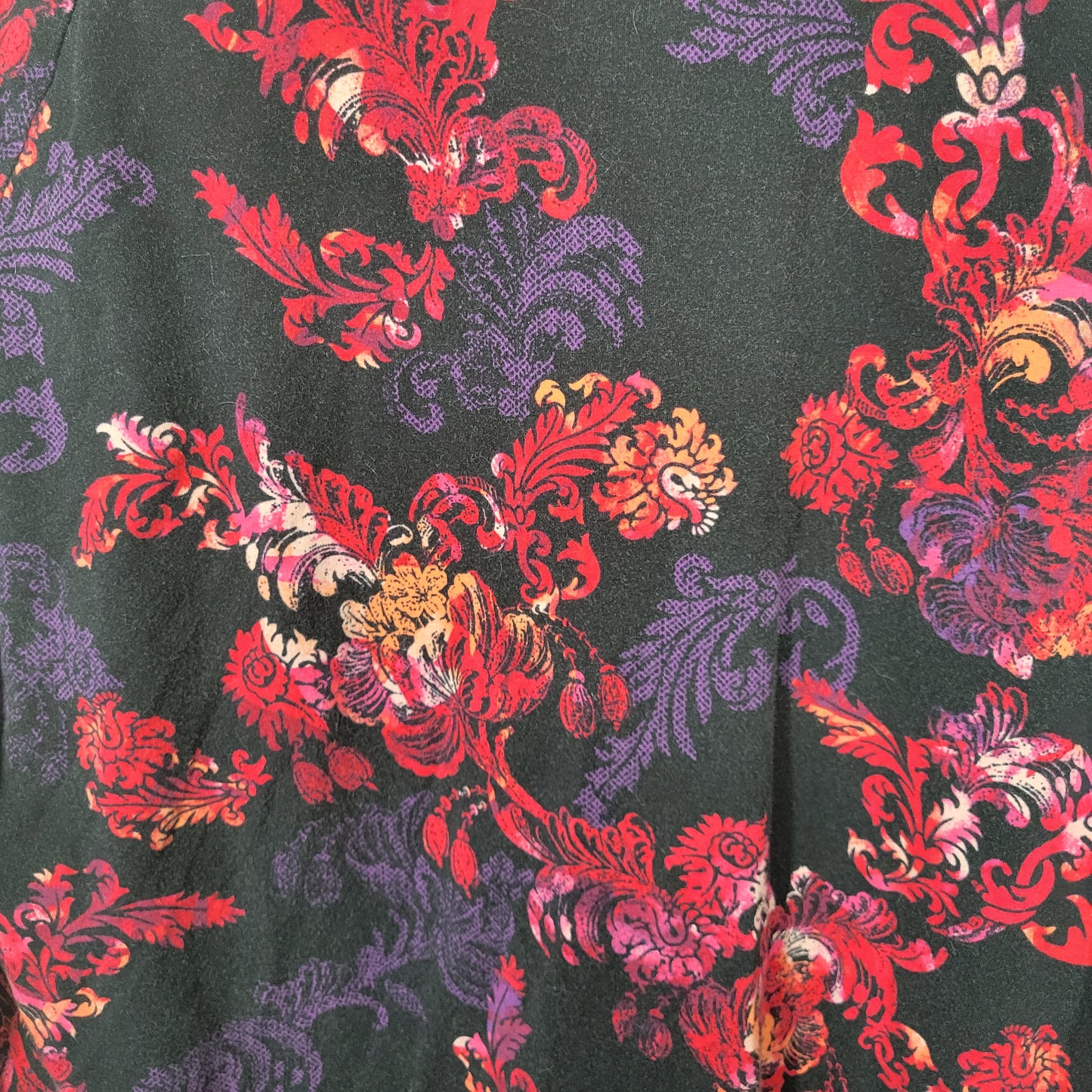 Soma Women's XL Floral Tunic Top Black Purple Red Cotton Blend FLO111E