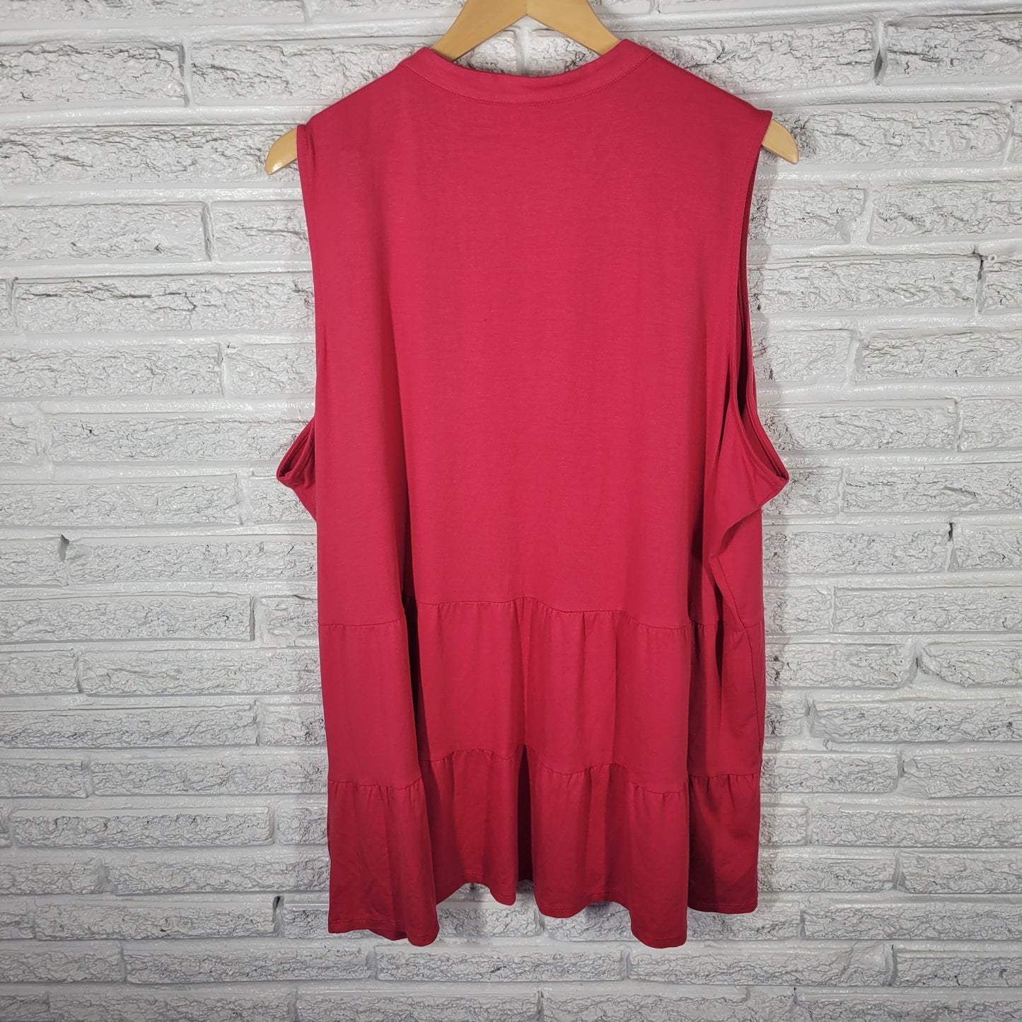 New Directions 3X Women's Red Tunic Sleeveless V-Neck Ruffle Blouse RED69E