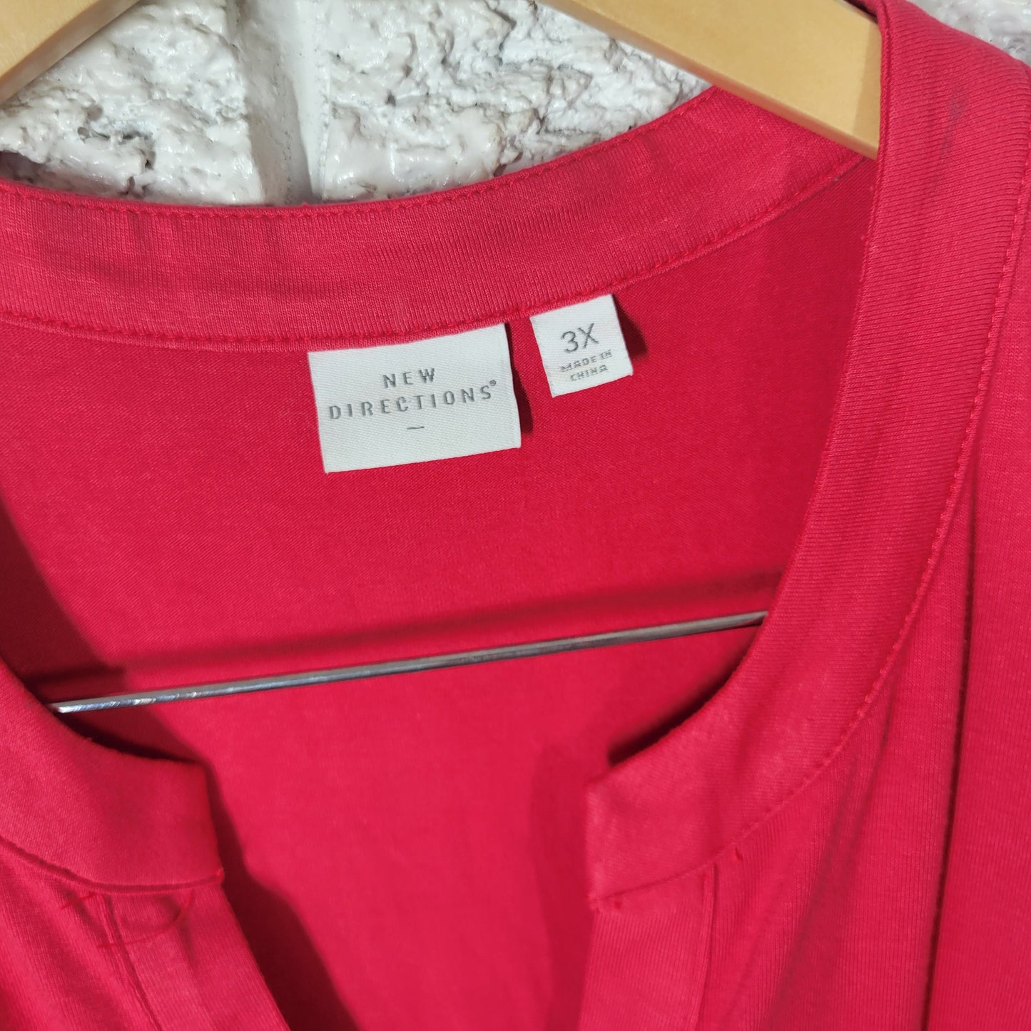 New Directions 3X Women's Red Tunic Sleeveless V-Neck Ruffle Blouse RED69E