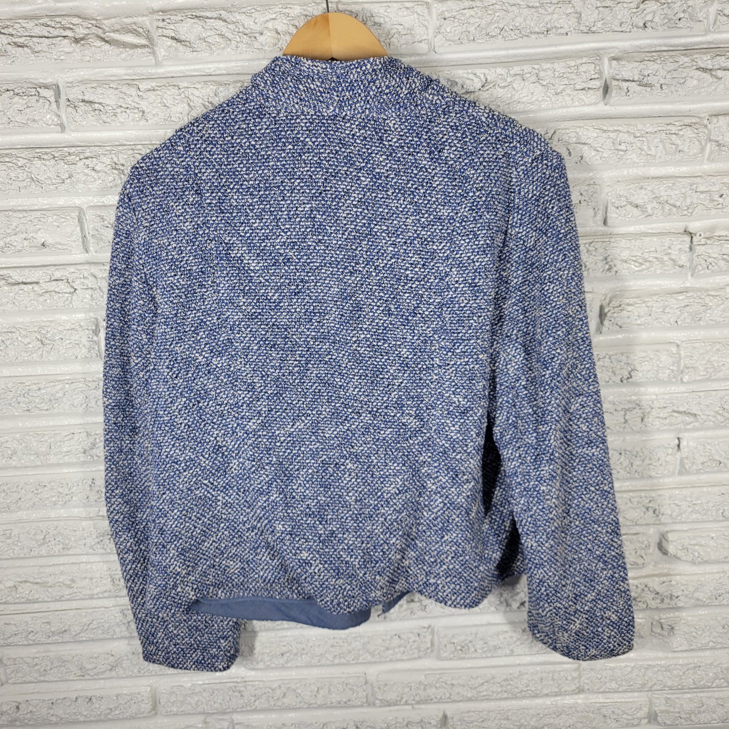 Talbots Women's XLP Blue Marled Open Front Cardigan Jacket Cotton Blend SWE143E