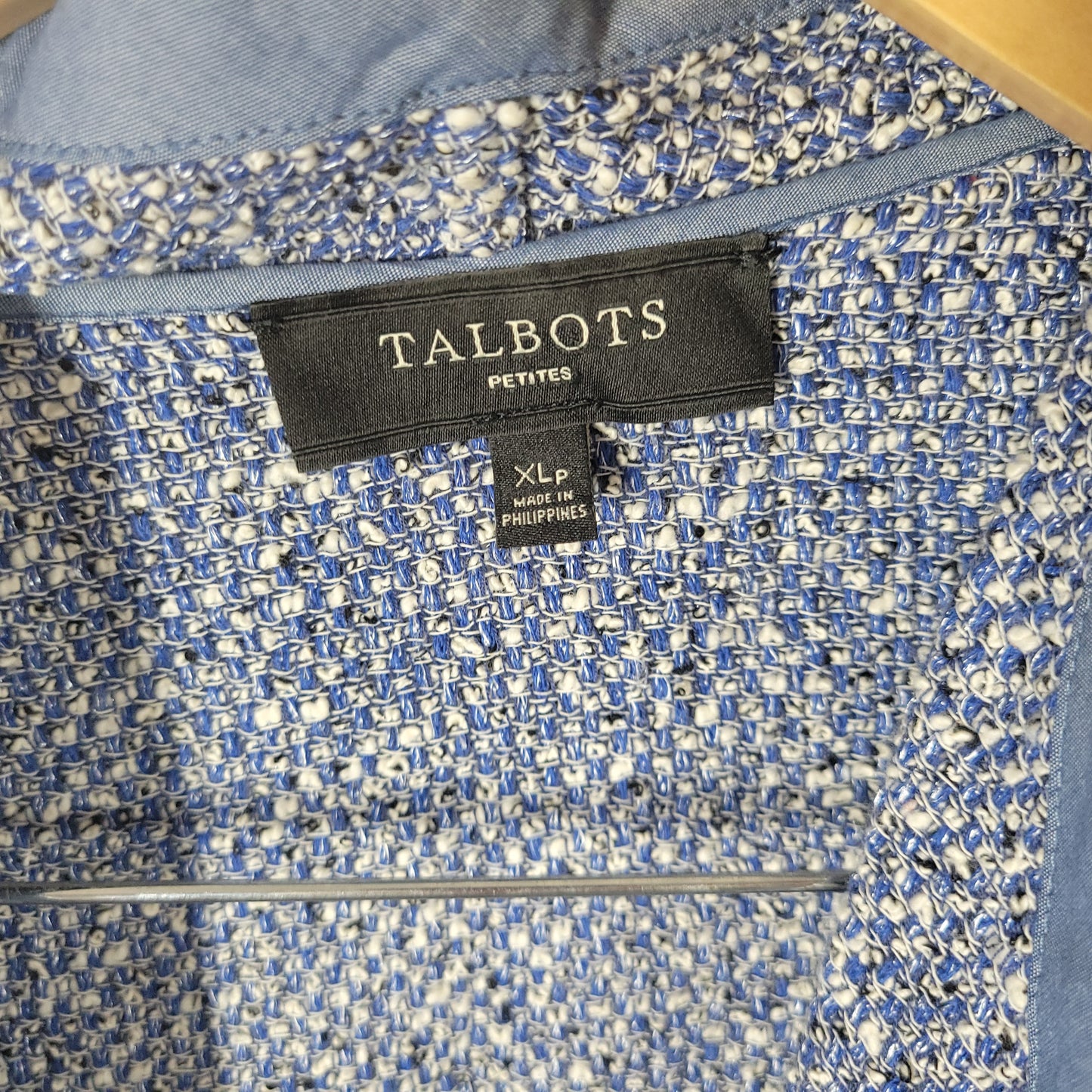 Talbots Women's XLP Blue Marled Open Front Cardigan Jacket Cotton Blend SWE143E