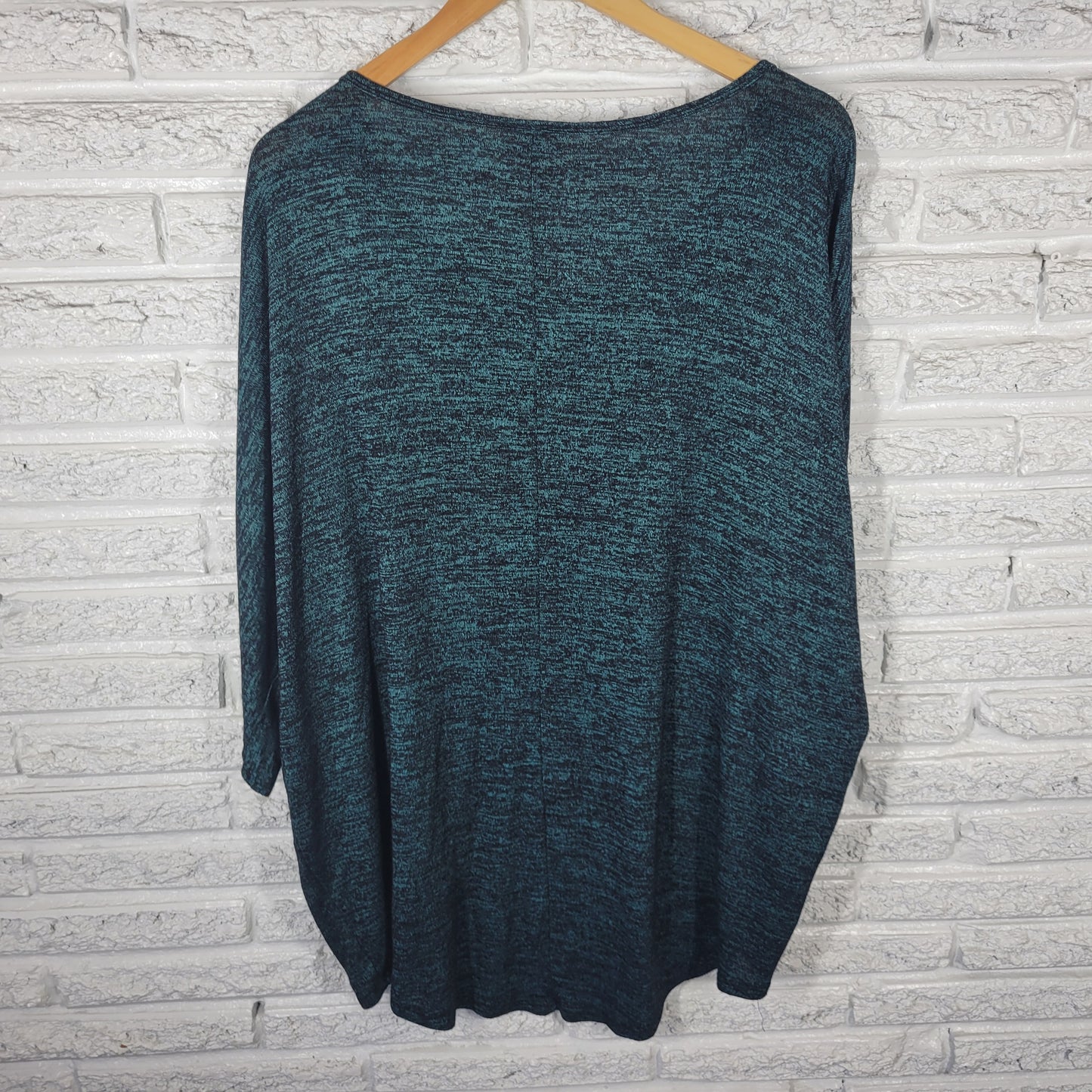 Bobbie Brooks 3X Women's Top Green Marled Knit Dolman Sleeve Pullover GRE54E