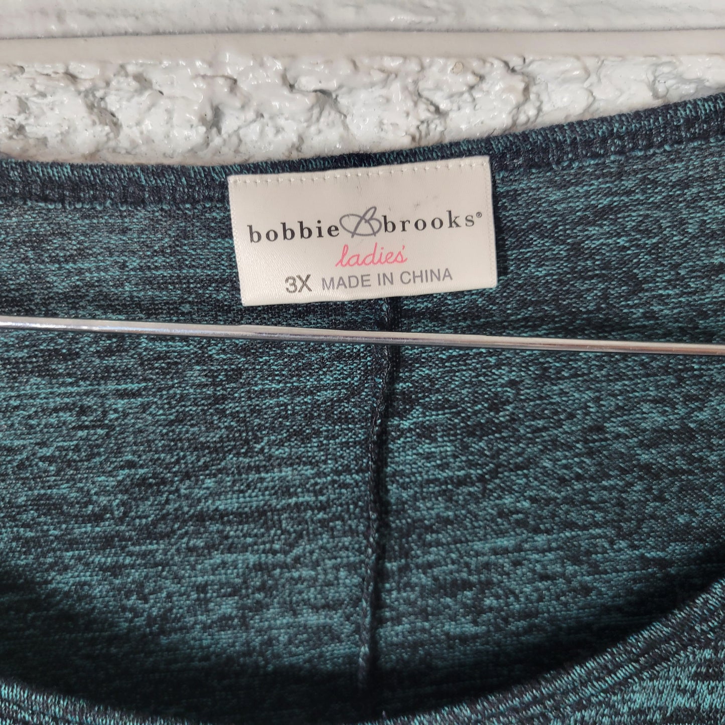 Bobbie Brooks 3X Women's Top Green Marled Knit Dolman Sleeve Pullover GRE54E