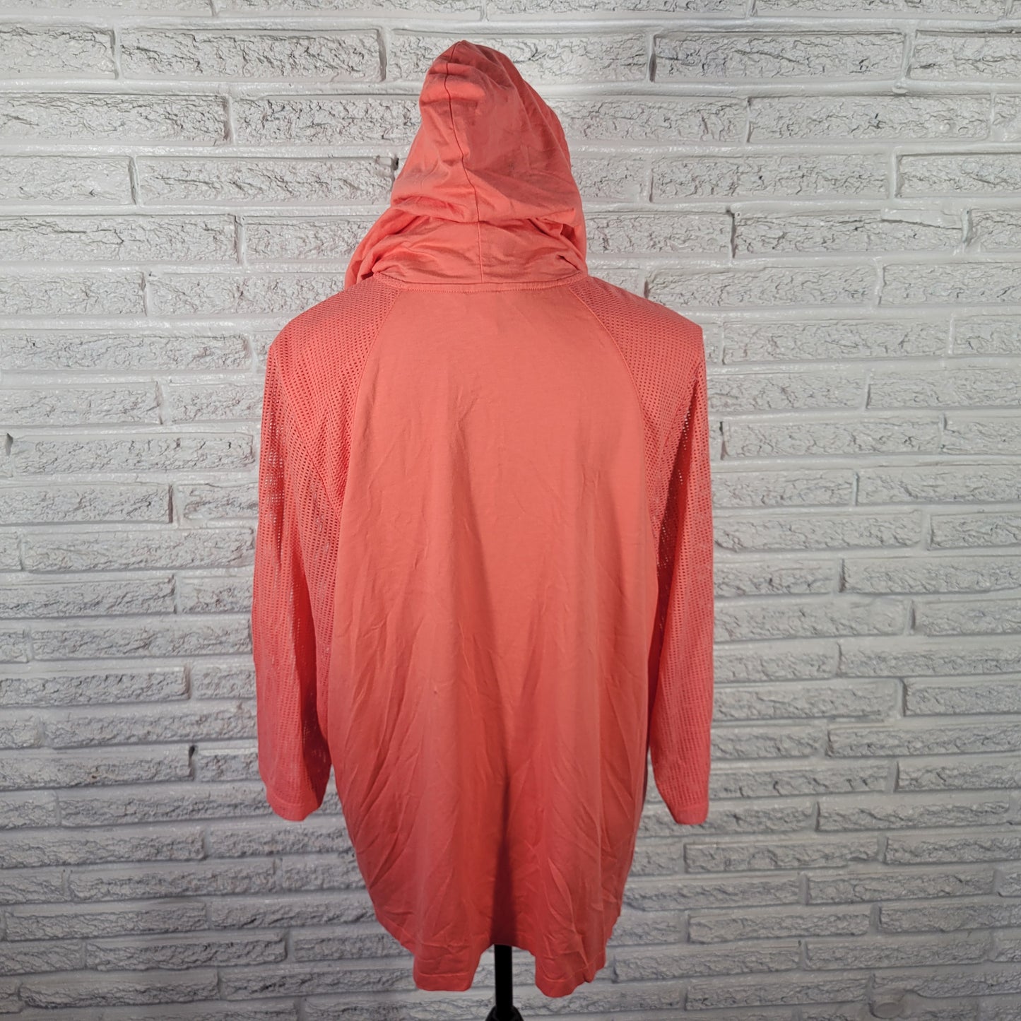 CJ Banks 1X Plus Size Pink Swim Coverup Jacket Hoodie Mesh Sleeve PIN16E
