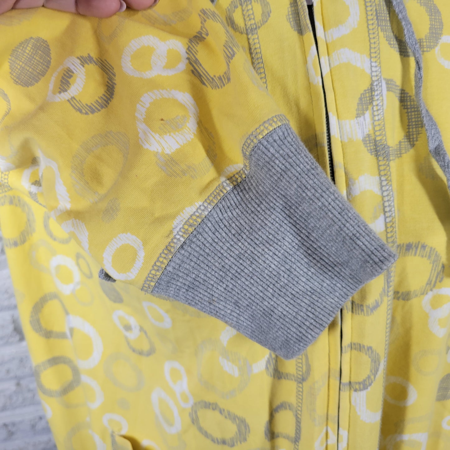 Onque Woman 1X Yellow Geometric Zip Hoodie Jacket Cotton Stretch SWE118E