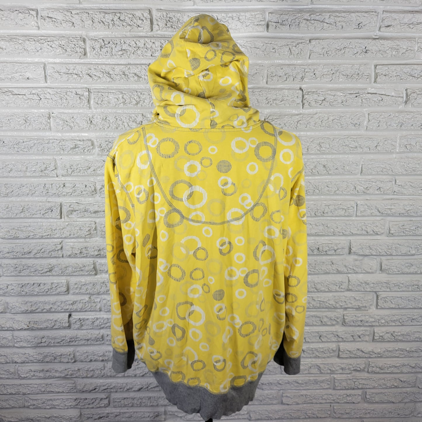 Onque Woman 1X Yellow Geometric Zip Hoodie Jacket Cotton Stretch SWE118E