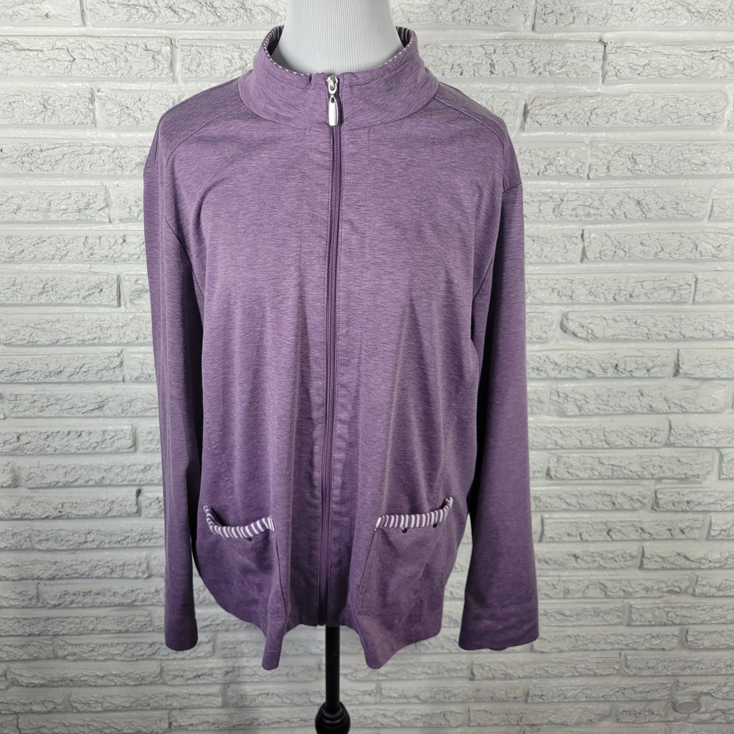 Allison Daley Women's XL Purple Full Zip Jacket Stretch Polyester SWE78E