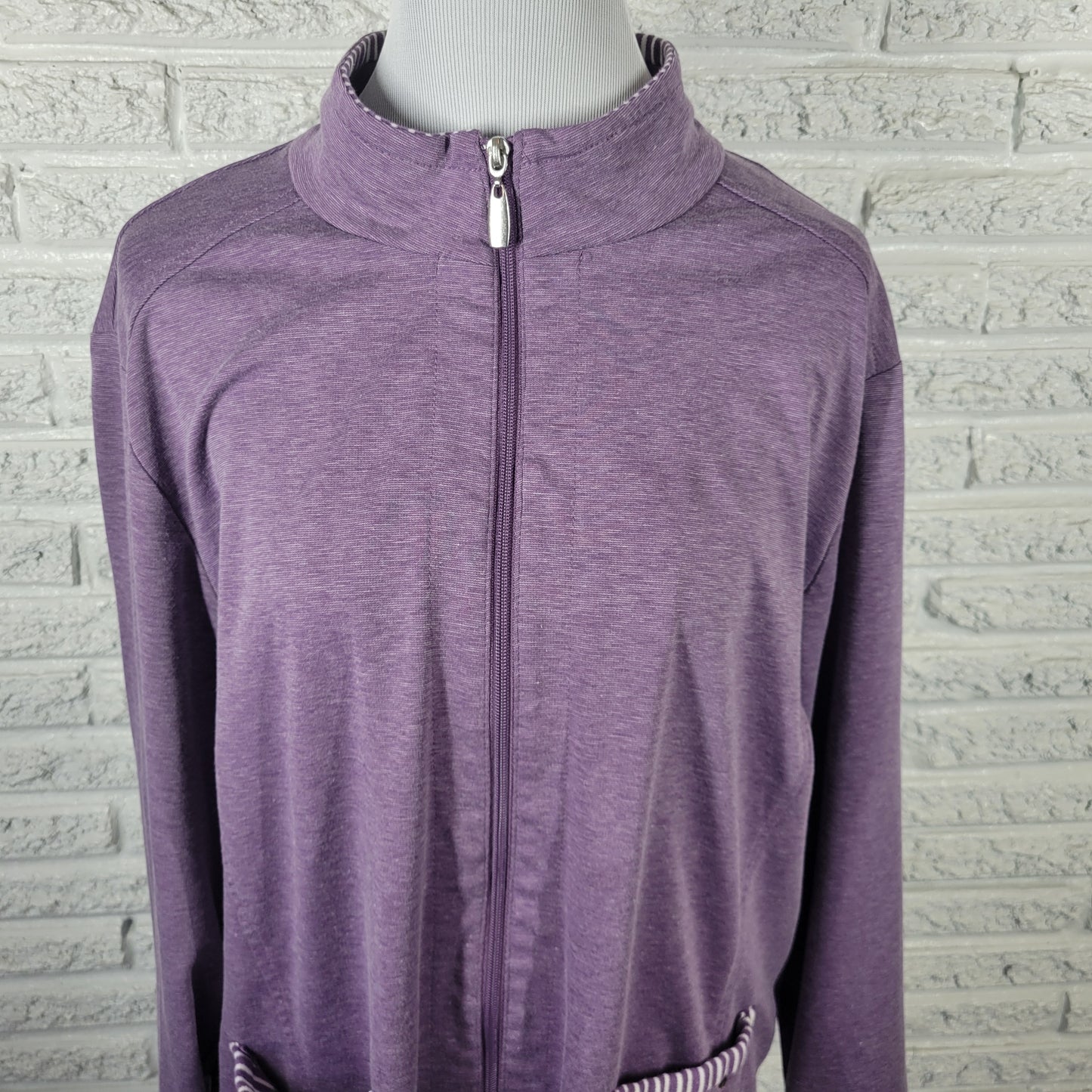 Allison Daley Women's XL Purple Full Zip Jacket Stretch Polyester SWE78E