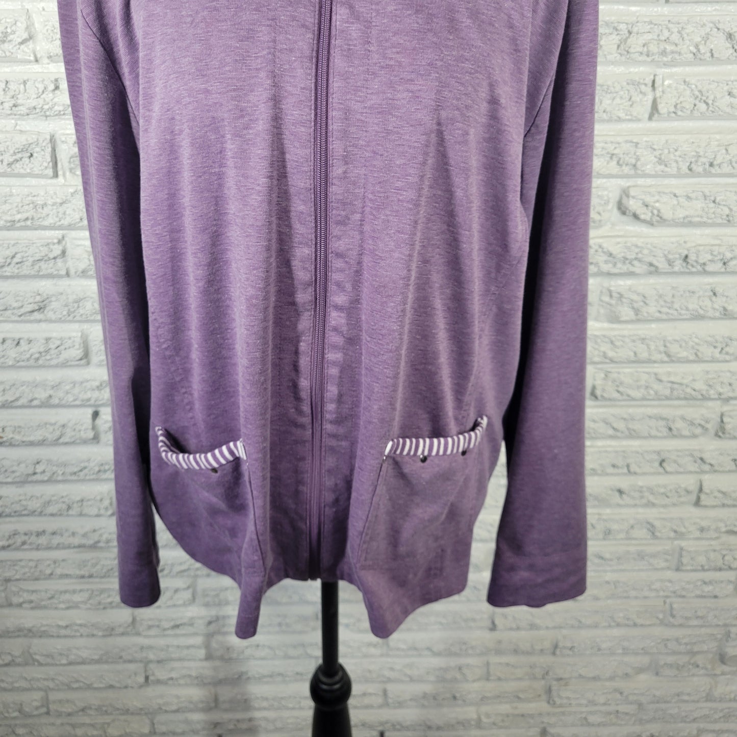 Allison Daley Women's XL Purple Full Zip Jacket Stretch Polyester SWE78E