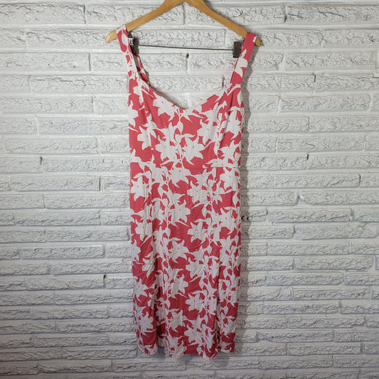 Market & Spruce XL Pink Floral Sun Dress V-Neck Sleeveless Pockets FLO121XE