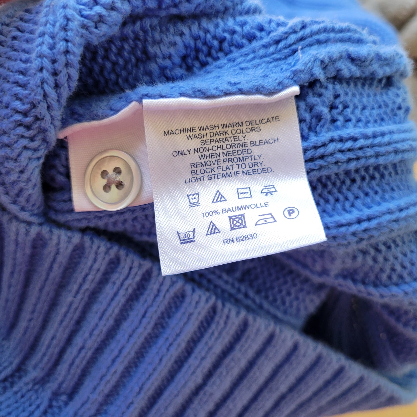 Lands' End Women's 0X 14W Blue Cable Knit Sweater 100% Cotton Pullover SWE104E