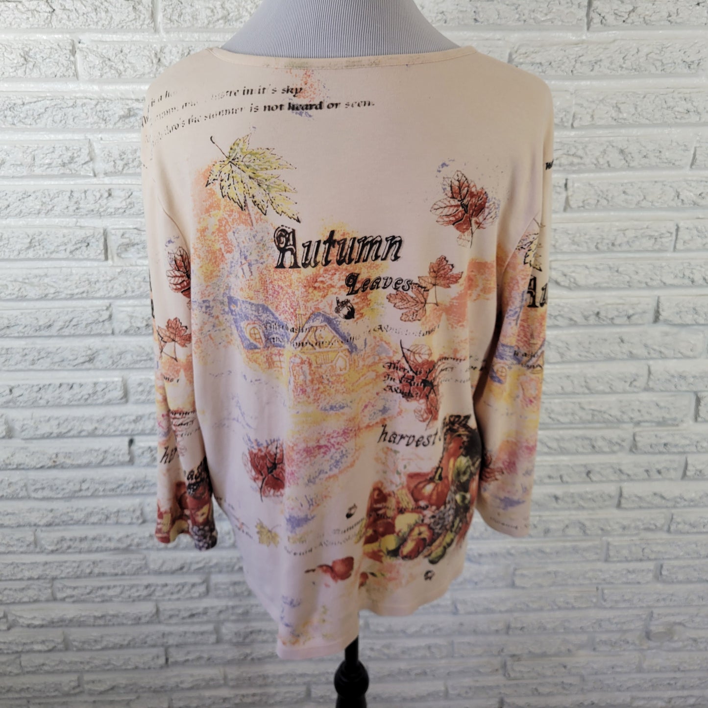 Allison Daley 2X Women's Top 100% Cotton Autumn Leaves Print D4E