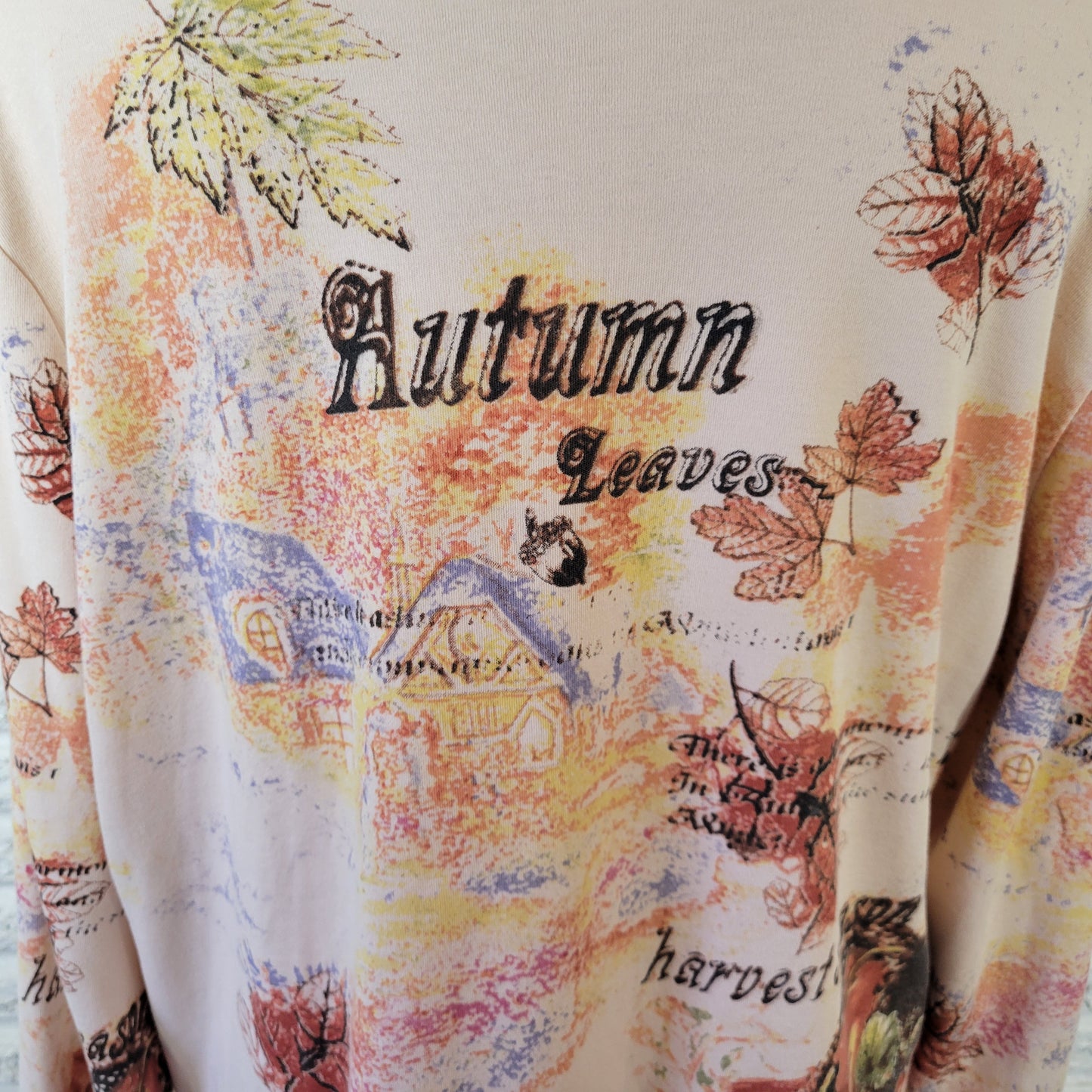 Allison Daley 2X Women's Top 100% Cotton Autumn Leaves Print D4E