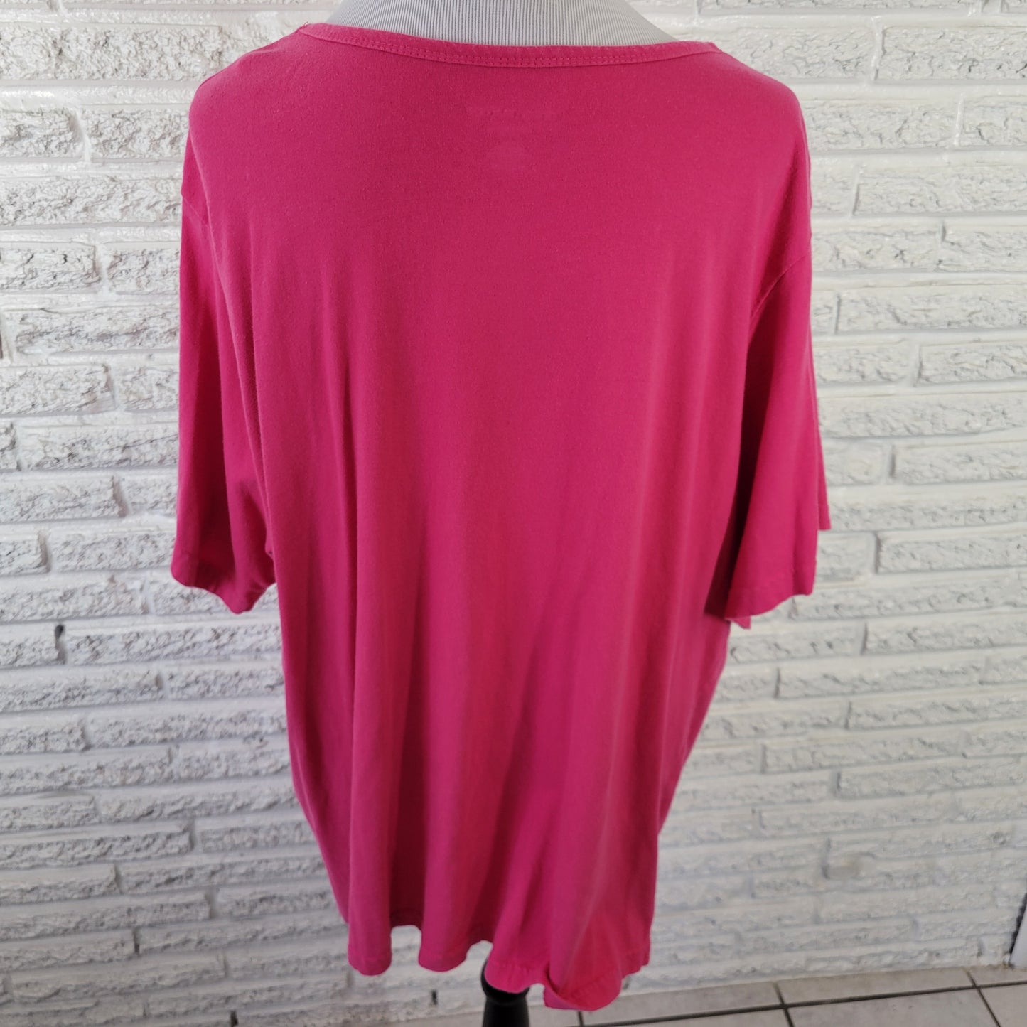 Dreams Co Women's 1X Pink Floral Tunic T-Shirt 100% Cotton Short Sleeve PIN57E