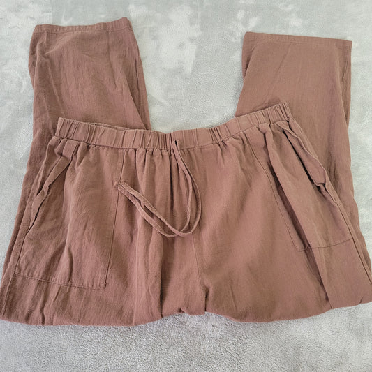 Emery Rose Women's Pants 4XL Brown Cotton Straight Leg Cropped BRO4E